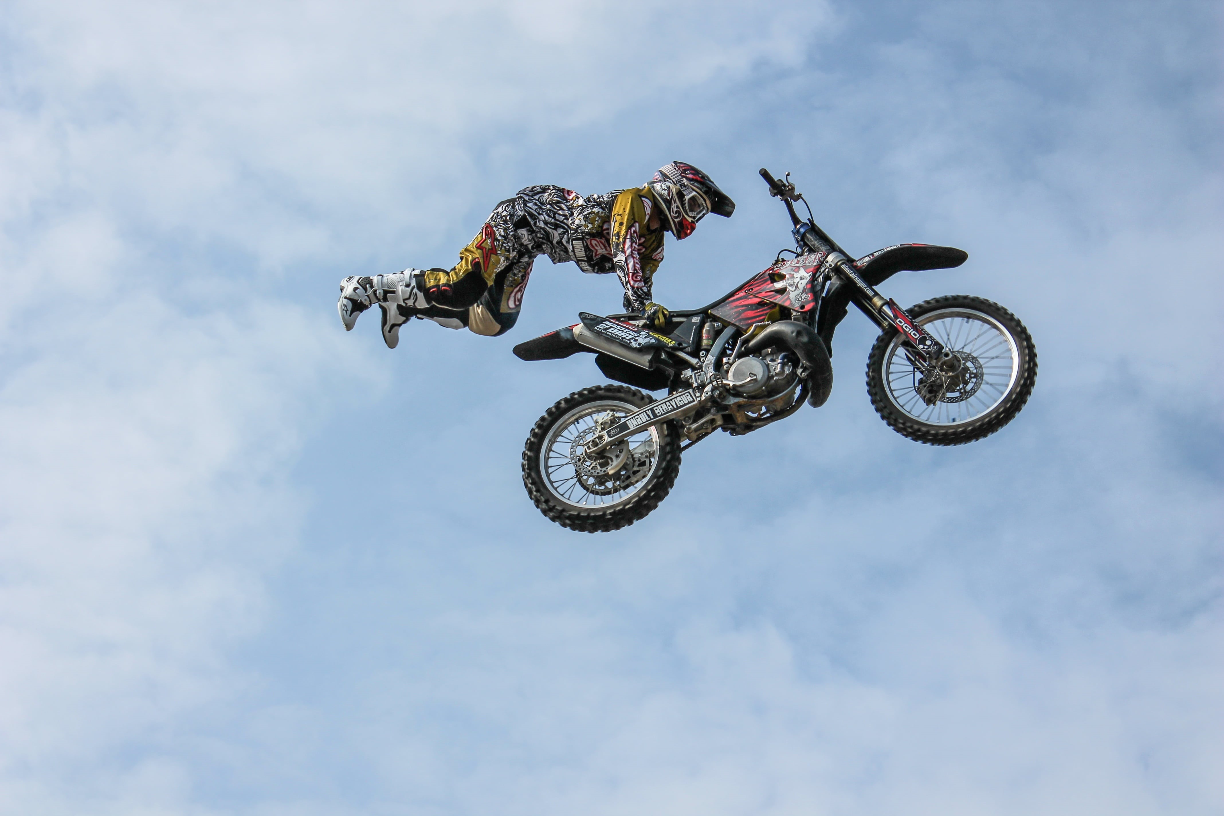 lapse, cloud - sky, motorsport, person, speed, engine, sign, mode of transportation, full length, time, bike, sport, low angle view, risk, motorcycle, jump, HD Wallpaper