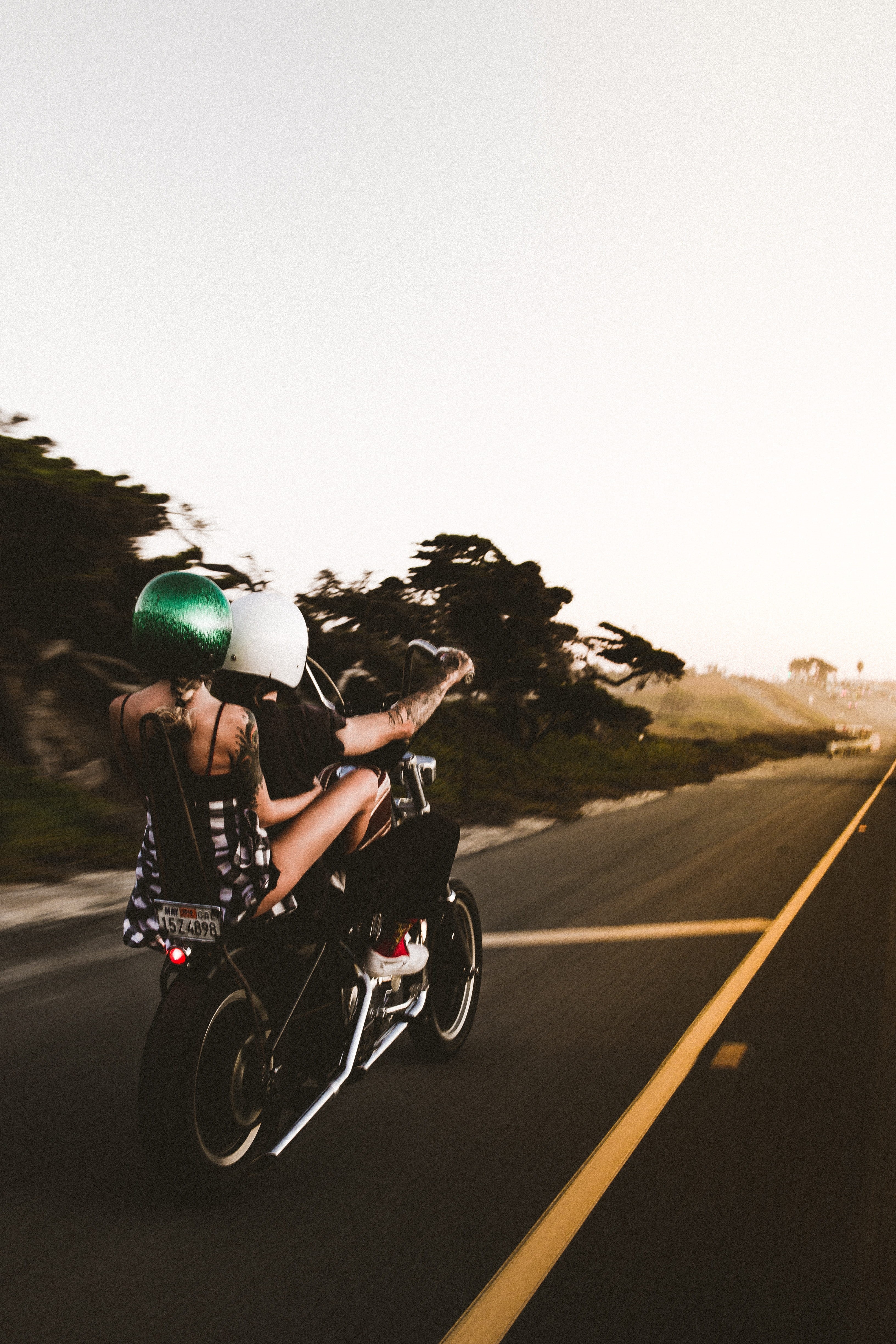 motorsport, outdoors, mode of Transport, motorcycle, cycling, golden, extreme Sports, transportation, woman, tattoo, 4K, highway, helmet, men, freedom, Phone HD Wallpaper