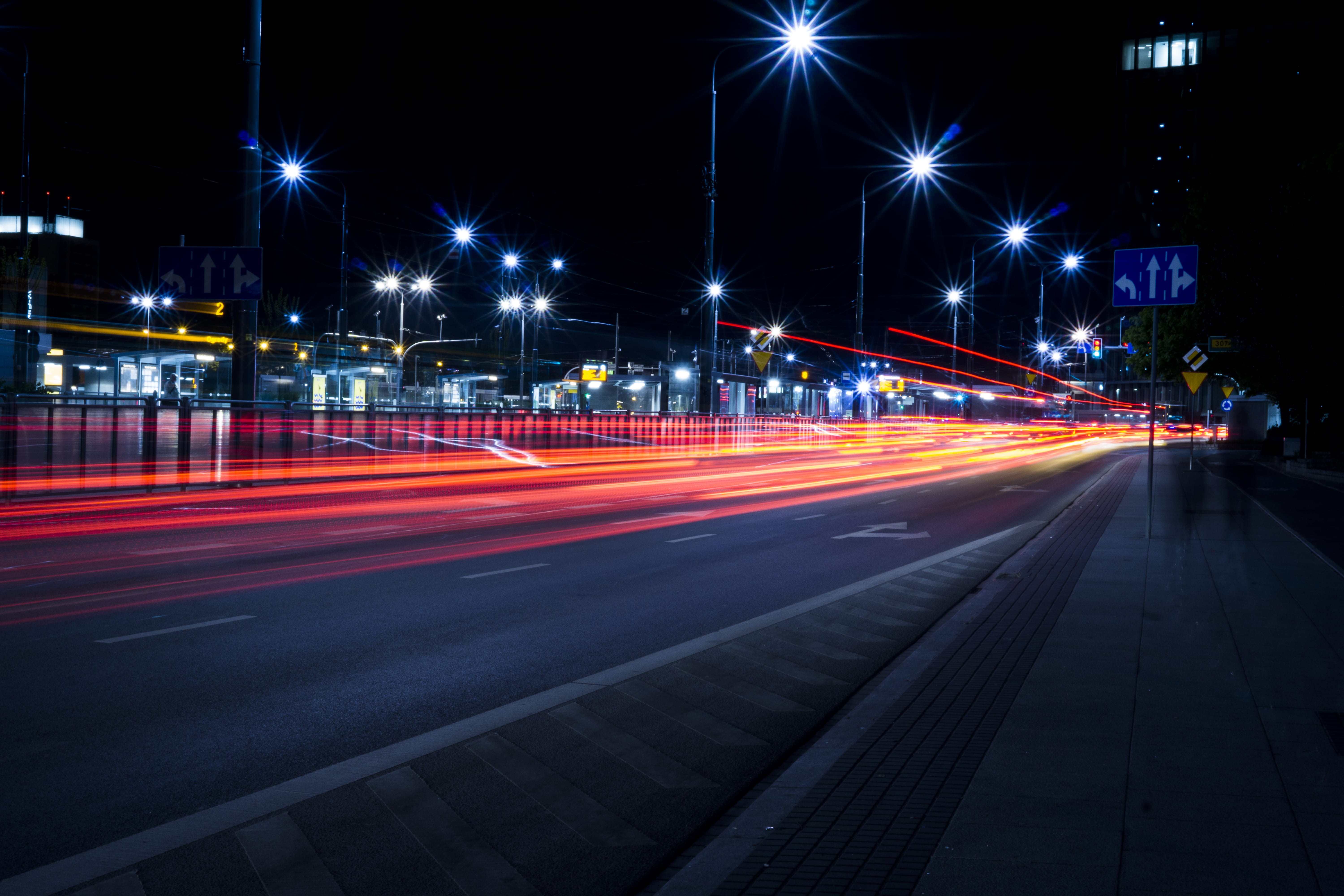 highway, streets, blurred motion, time-lapse, transportation, built structure, street light, 5K, transportation system, photography, city life, long exposure, HD Wallpaper