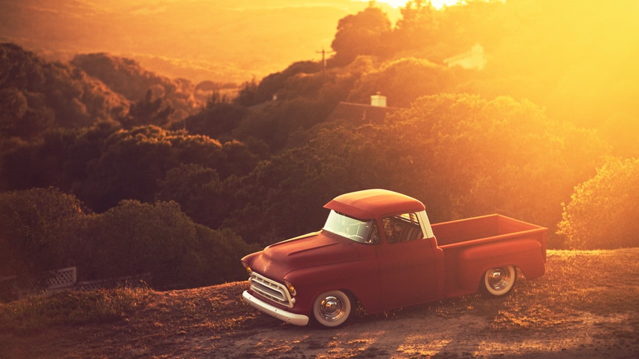 car, cars, 720P, classic, truck, chevrolet, matte, sunset, hd, HD Wallpaper