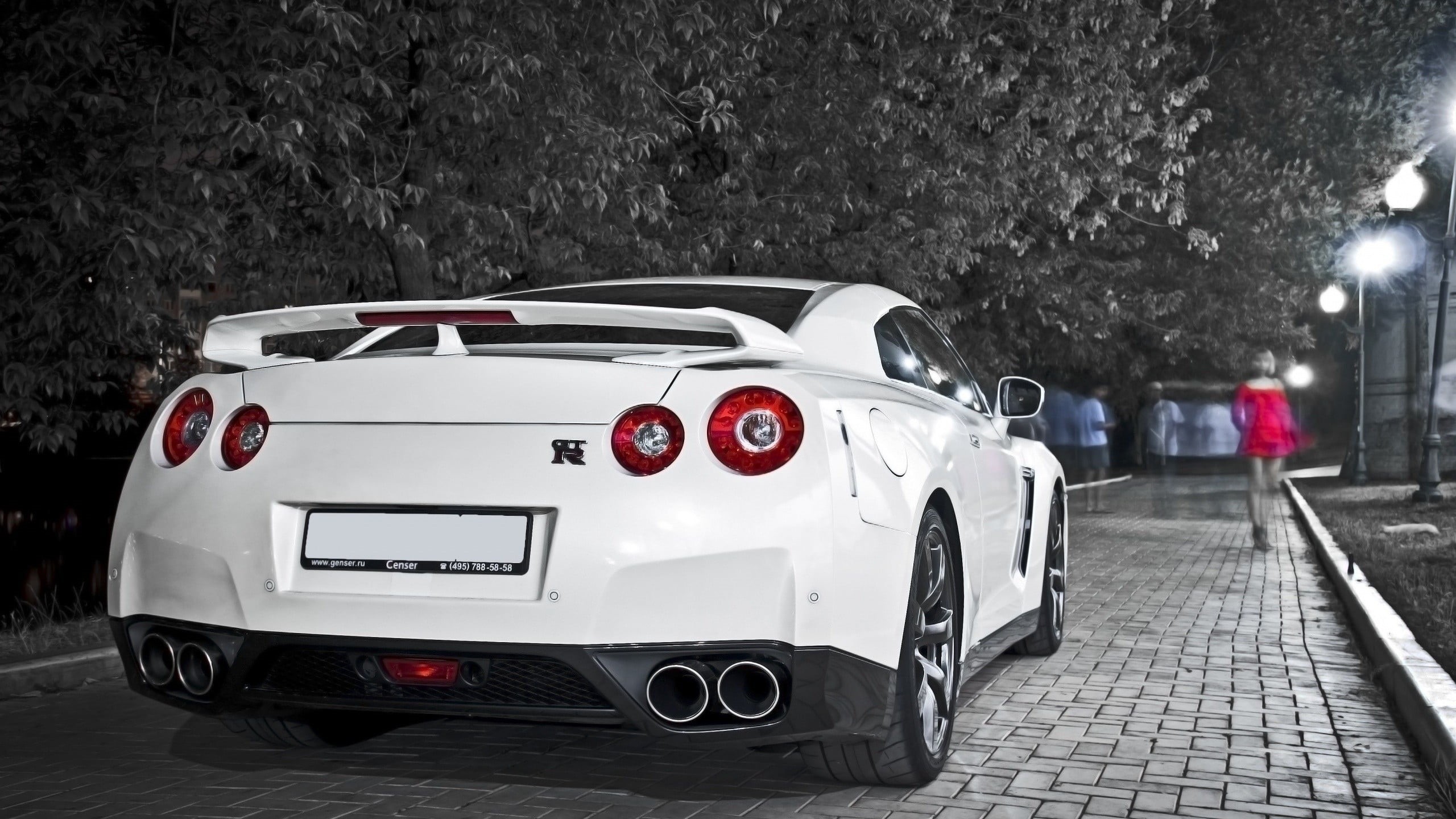 mode of transportation, car, land vehicle, white, sports car, street, focus on foreground, retro styled, headlight, incidental people, Nissan GTR, motor vehicle, HD Wallpaper