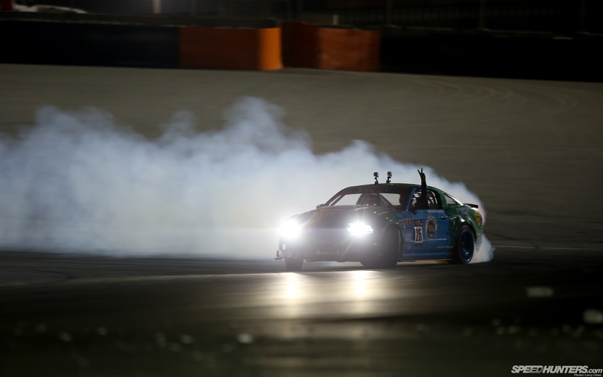 night, racing, blue, drift, smoke, mustang, car, ford, hd, 1080P, lights, cars, HD Wallpaper