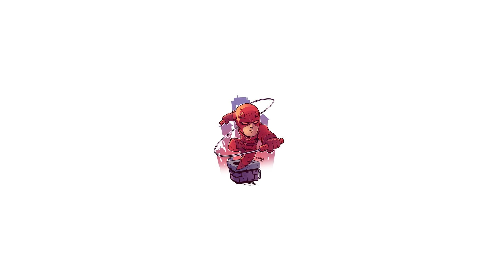 Marvel Comics, 1080P, Daredevil, white background, minimalism, simple background, artwork, HD Wallpaper