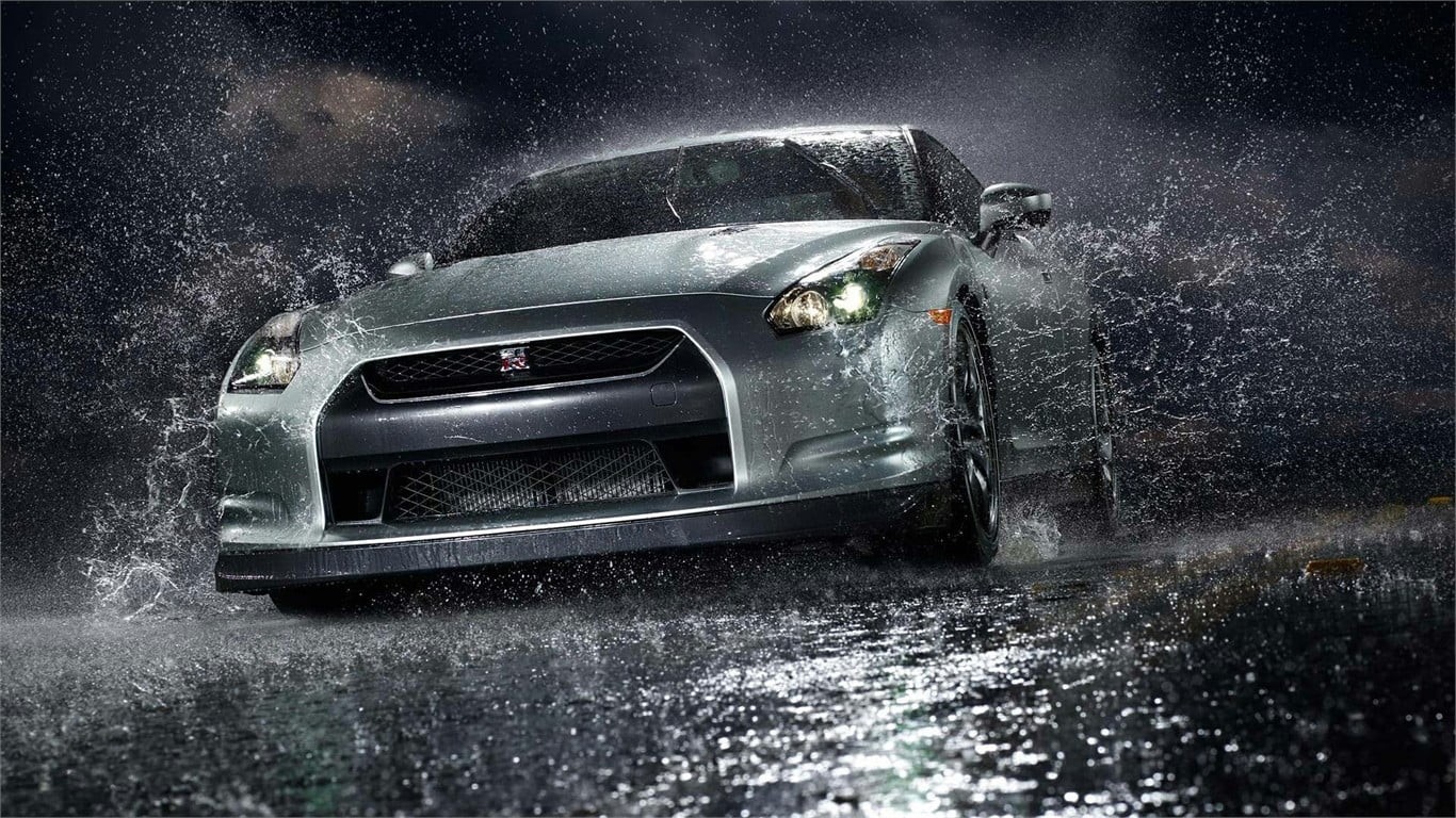 no people, nature, Nissan Skyline GT-R R35, retro styled, framed, wet, car, land vehicle, sunglasses, rainy season, night, motion, vintage car, transportation, HD Wallpaper