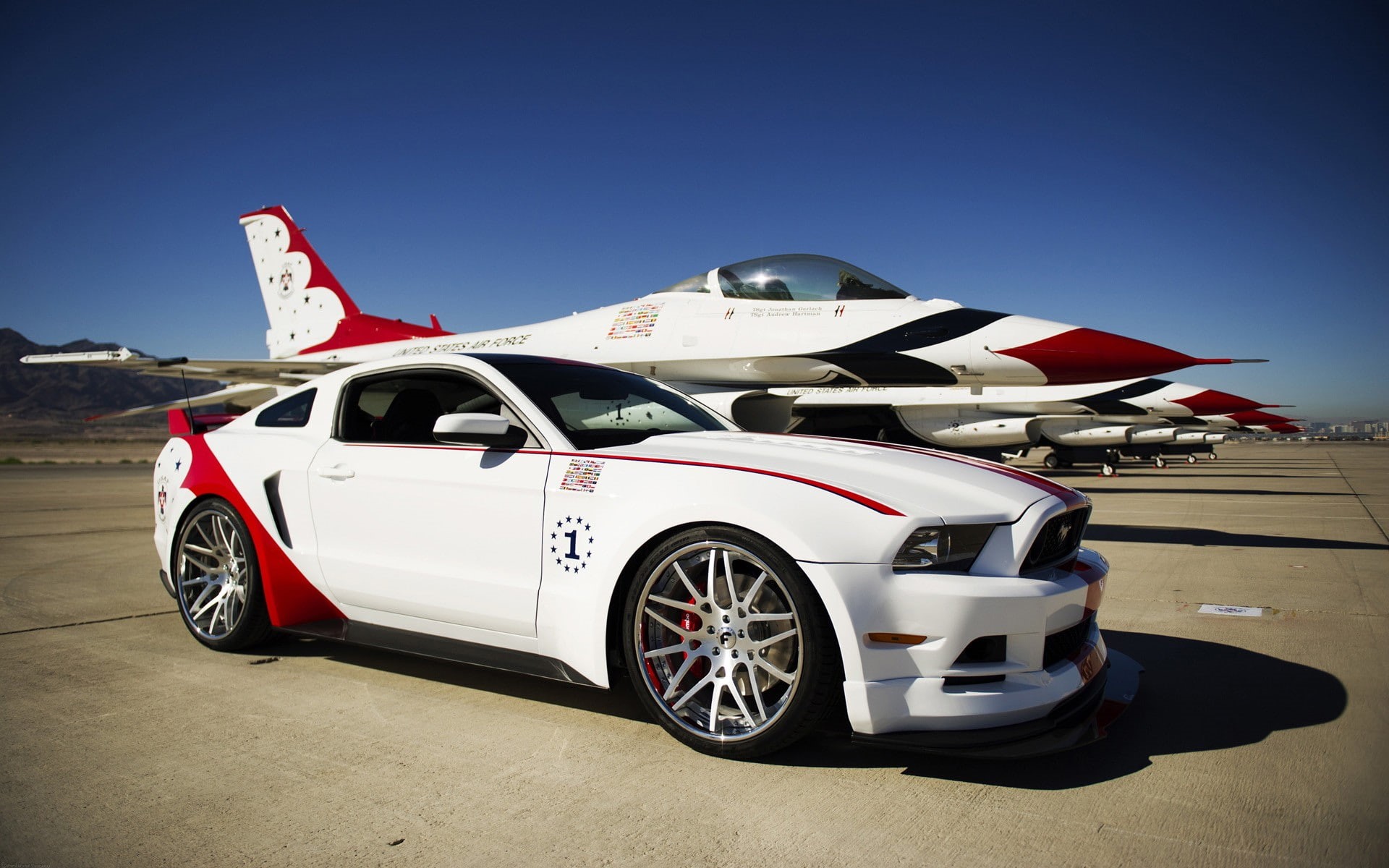 motor vehicle, sky, mode of transportation, luxury, blue, Ford Mustang, outdoors, no people, convertible, racecar, Ford Mustang GT US AirForce Edition, HD Wallpaper