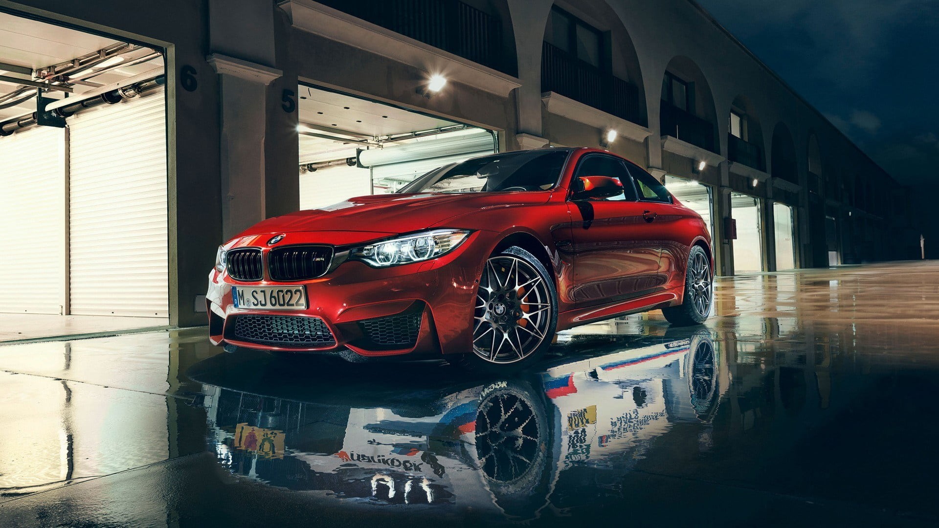 BMW M4, car, 1080P, water, reflection, BMW, HD Wallpaper
