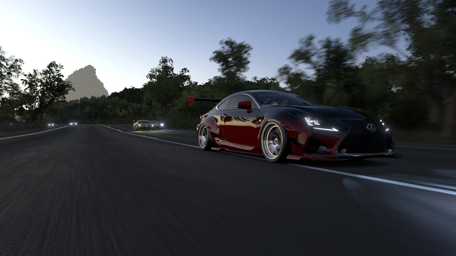 coupe, land vehicle, auto racing, 1080P, car, road trip, wheel, plant, road, Rocket Bunny, motion, forza horizon 3, luxury, transportation, sky, racecar, HD Wallpaper