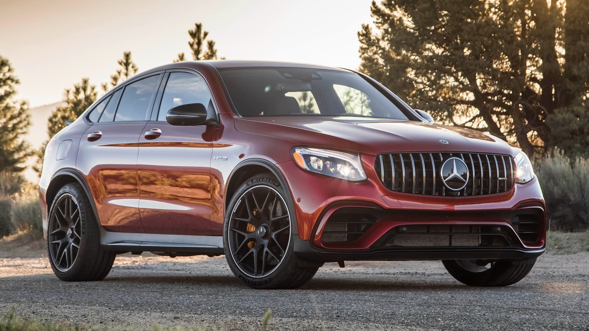 Coupé, Compact Car, Mercedes-AMG GLC 63 S, Luxury Car, Red Car, SUV, Mercedes-Benz, Car, 1080P, HD Wallpaper