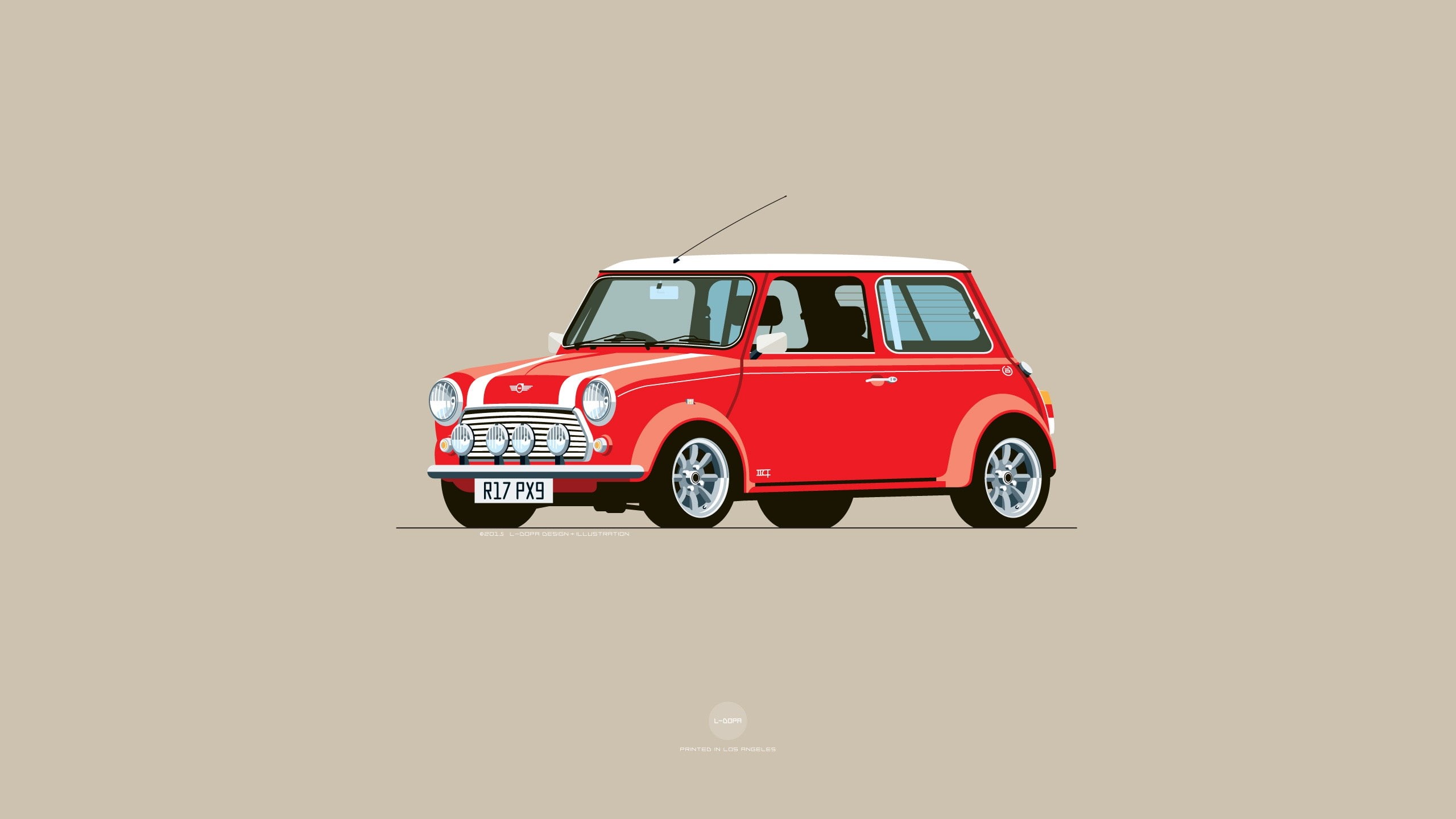 Machine, Auto, Mini Cooper, Cooper, Art, R17 PX9, Mini, Minimalism, R17-PX9, Nik Schulz, 2K, Red, R17PX9, Figure, HD Wallpaper