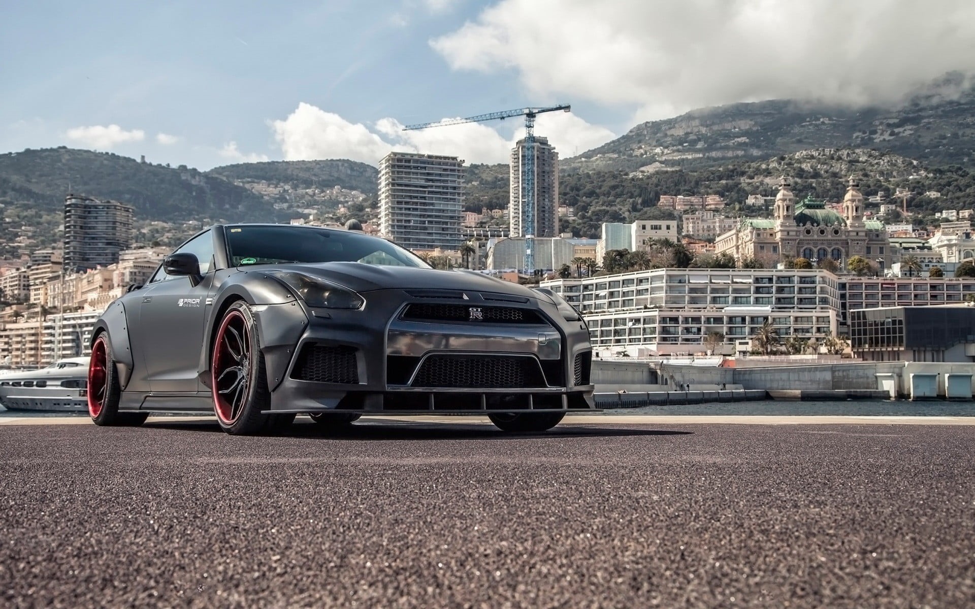 mode of transportation, day, built structure, building, Nissan GT-R R35, land vehicle, transportation, Nissan GT-R PD750 Widebody, sunlight, cityscape, HD Wallpaper
