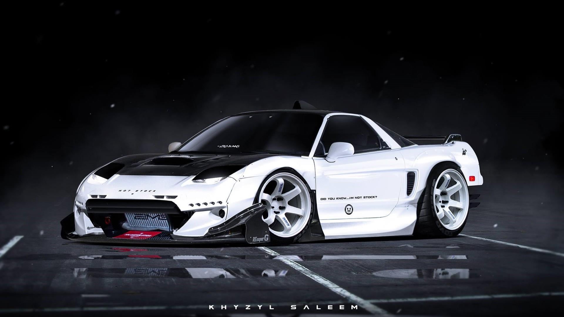 no people, security, honda nsx, land vehicle, speed, outdoors, honda, nsx, protection, mode of transportation, photoshop, city, white, motor vehicle, transportation, HD Wallpaper