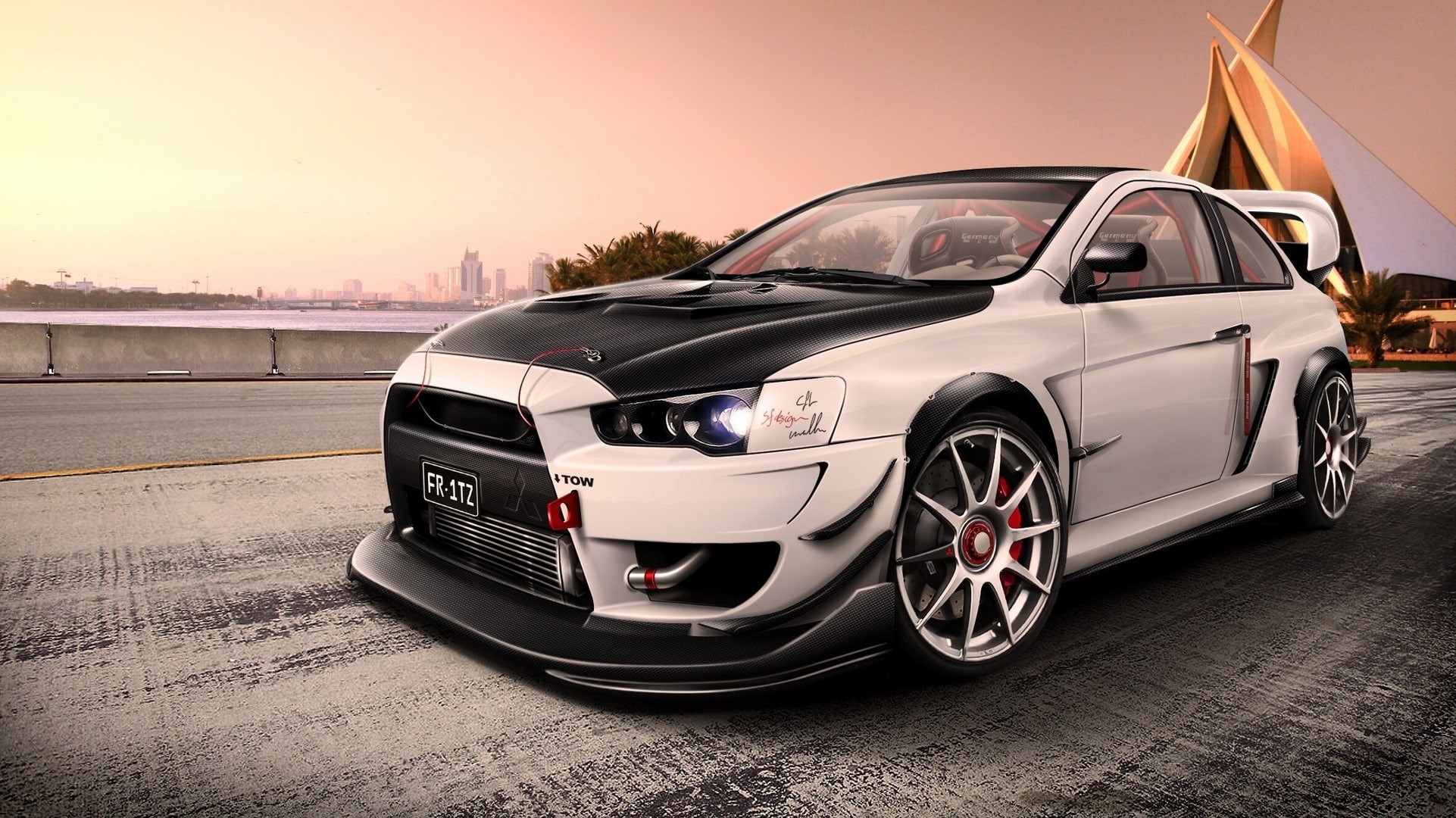 wheel, sports, land vehicle, motion, sky, tire, gray, transportation, sports car, car, no people, mode of transportation, stationary, Mitsubishi Lancer, HD Wallpaper