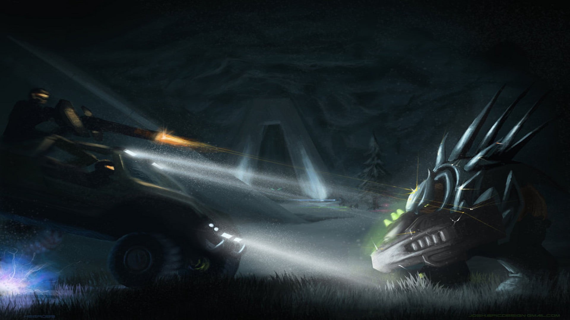 communication, smoke - physical structure, 1080P, Halo, digital composite, mode of transportation, transportation, motor vehicle, flashlight, land vehicle, HD Wallpaper