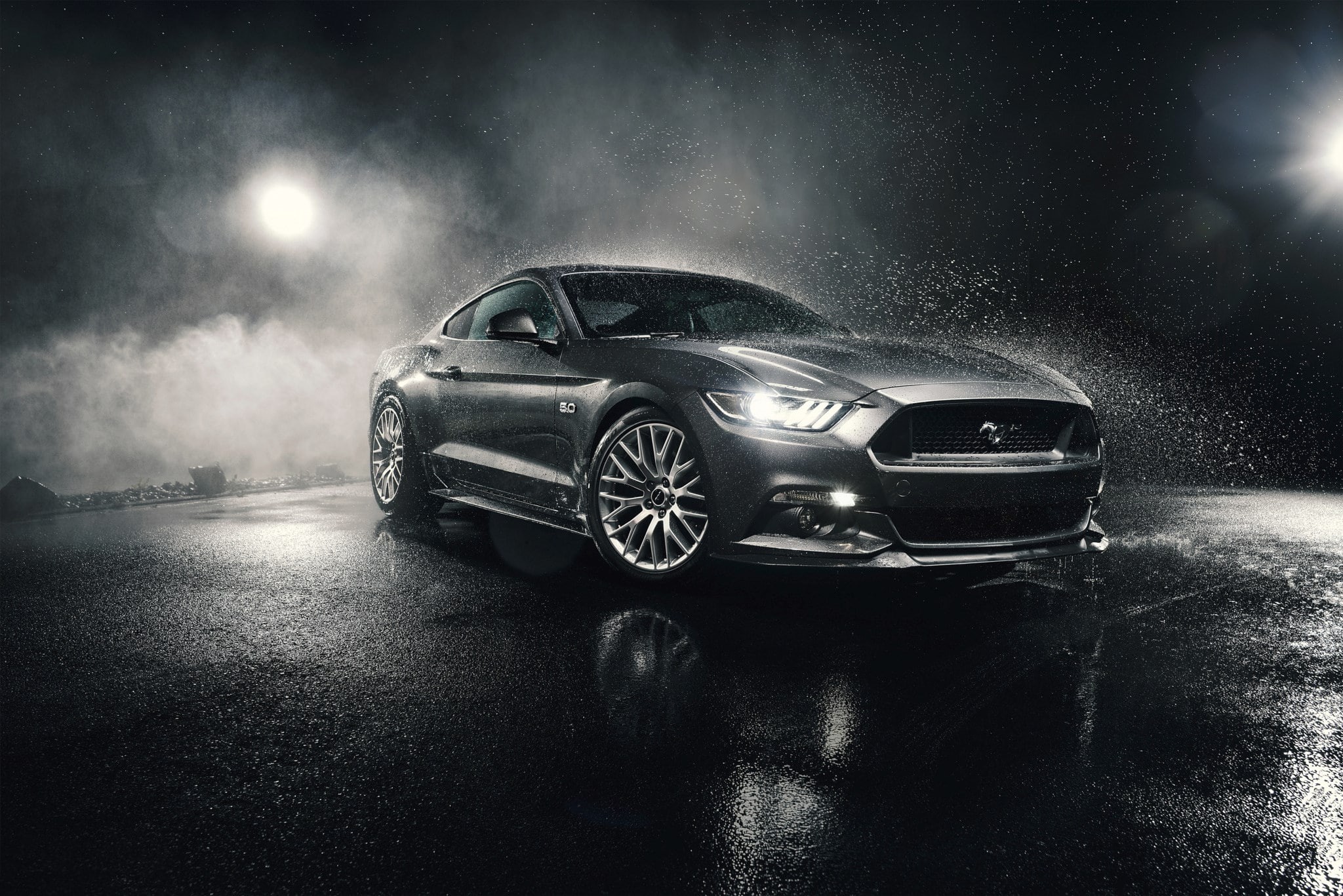 performance, ford mustang gt, motor vehicle, sports car, car, luxury, land vehicle, emotion, smoke - physical structure, wet, traffic accident, mode of transportation, HD Wallpaper