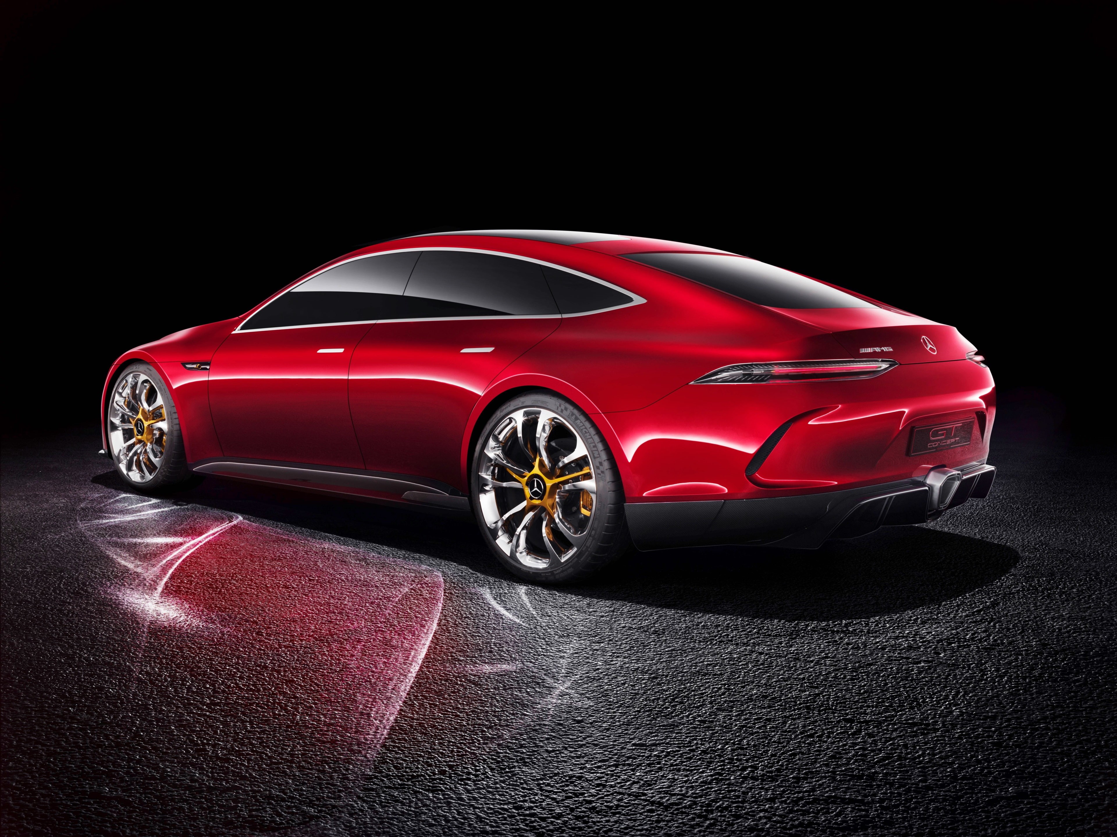 car, motor vehicle, studio shot, shiny, crash, sports car, wealth, road, mercedes amg 4k computer  new, red, mode of transportation, black background, car accident, HD Wallpaper
