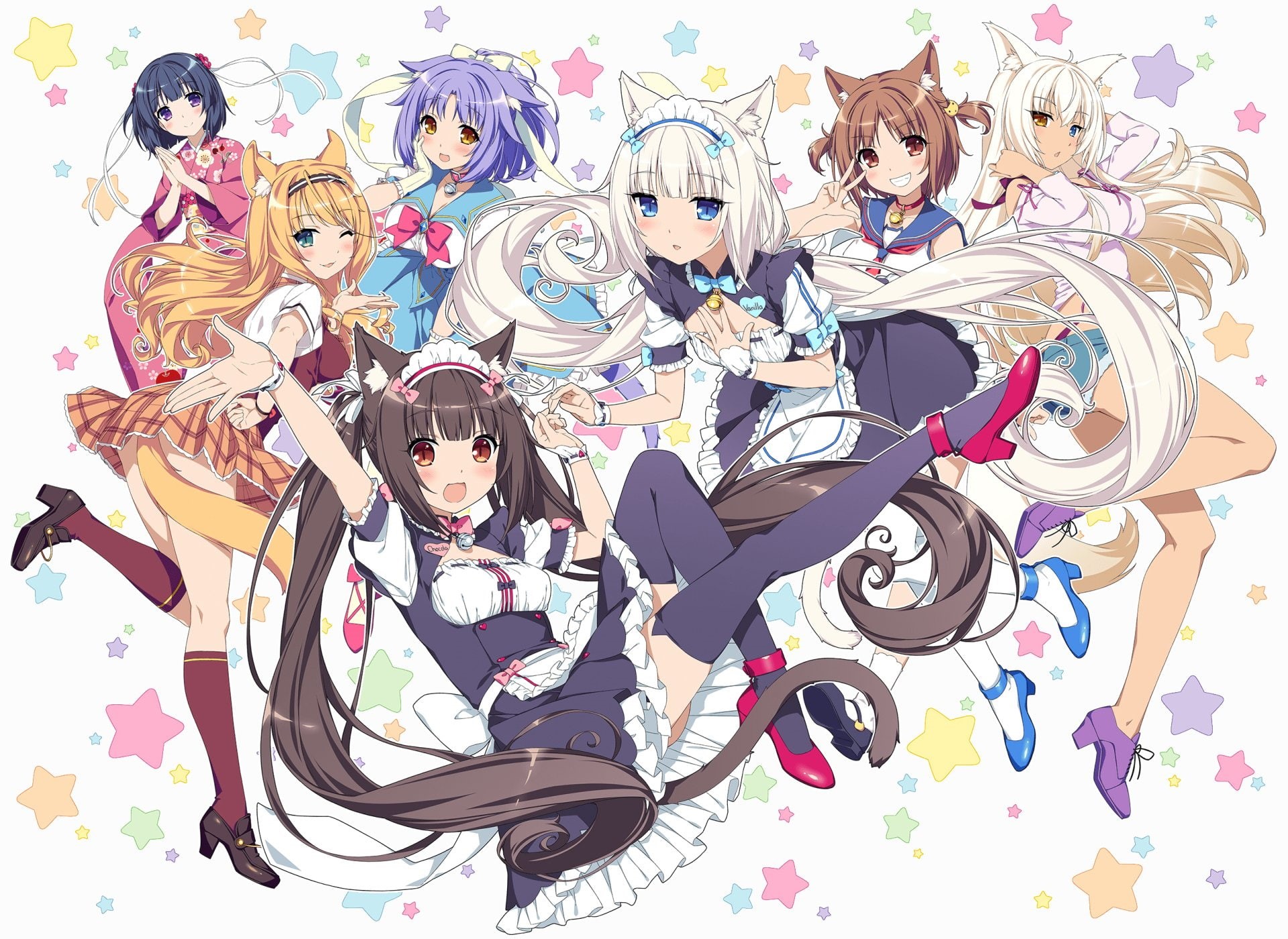 Dress, canine, domestic, Nekopara, women, adult, representation, pets, one animal, lap dog, Socks, females, Cinnamon (Nekopara), childhood, Maid, Girl, HD Wallpaper
