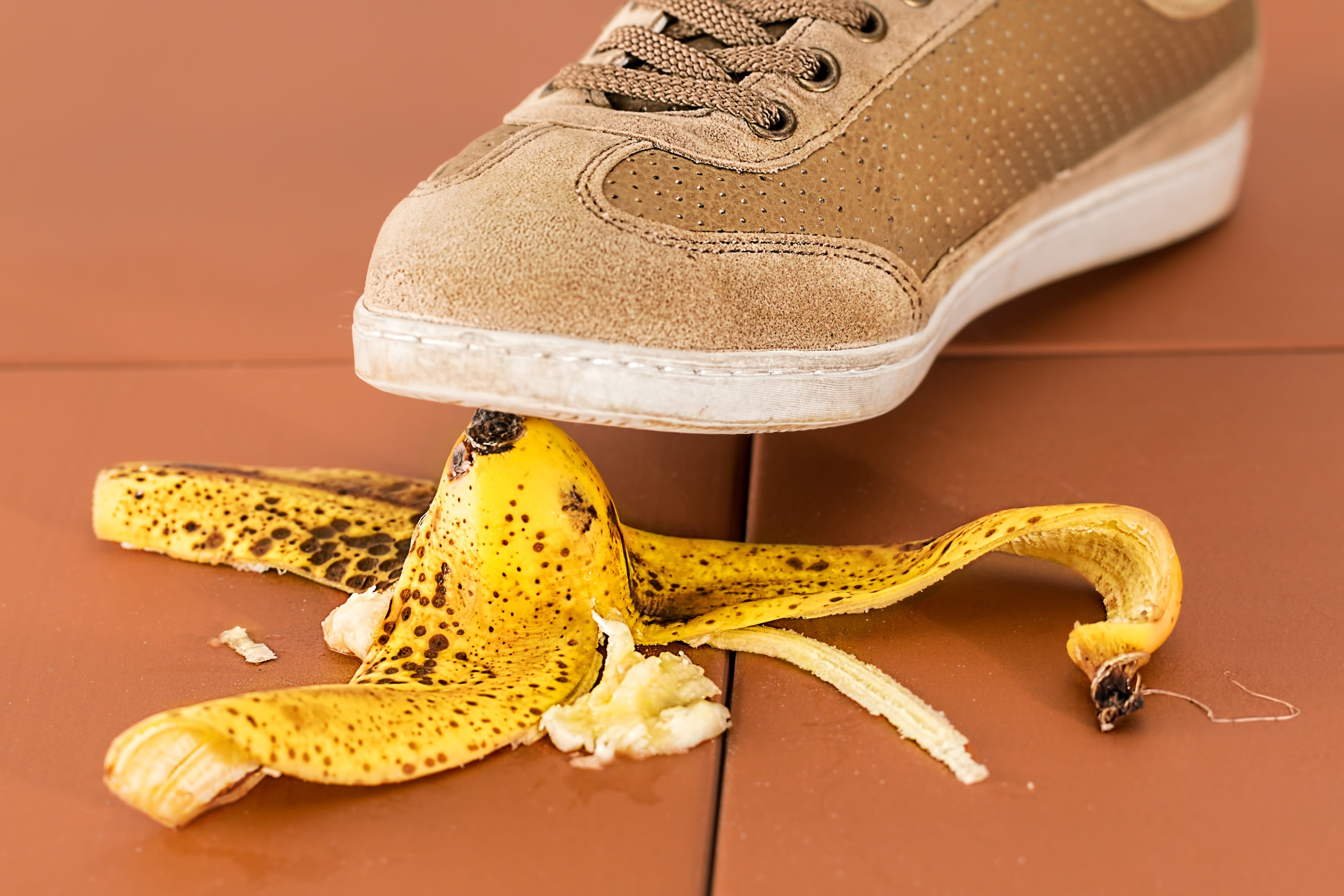 misstep, colored background, orange color, reptile, healthy eating, hazard, be careful, careless, food and drink, 5K, yellow, slippery, take care, fruit, HD Wallpaper