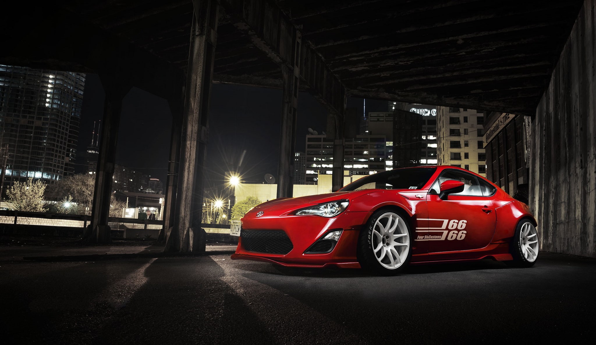 red, the city, front, Toyota, GT 86, 1080P, HD Wallpaper