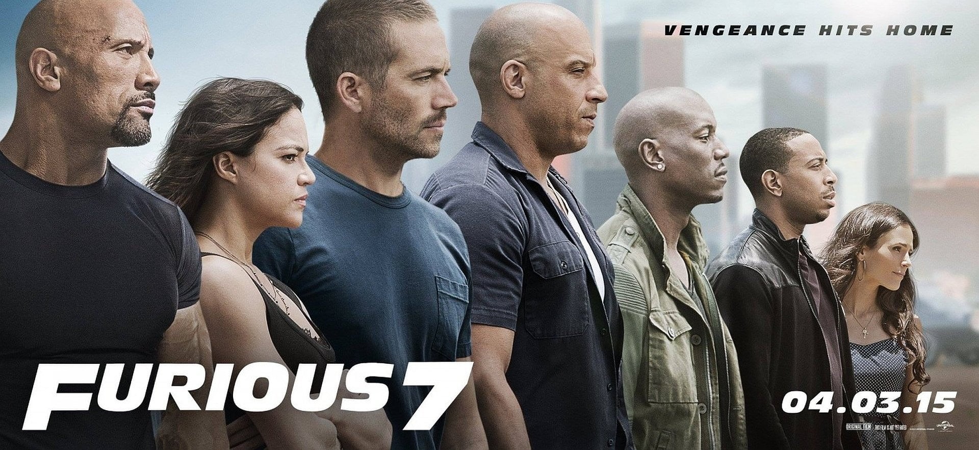Michelle Rodriguez, young adult, Dwayne Johnson, mature men, waist up, 1080P, Letty Ortiz, film Industry, Furious 7, Ludacris, coach, sport, group Of People, HD Wallpaper