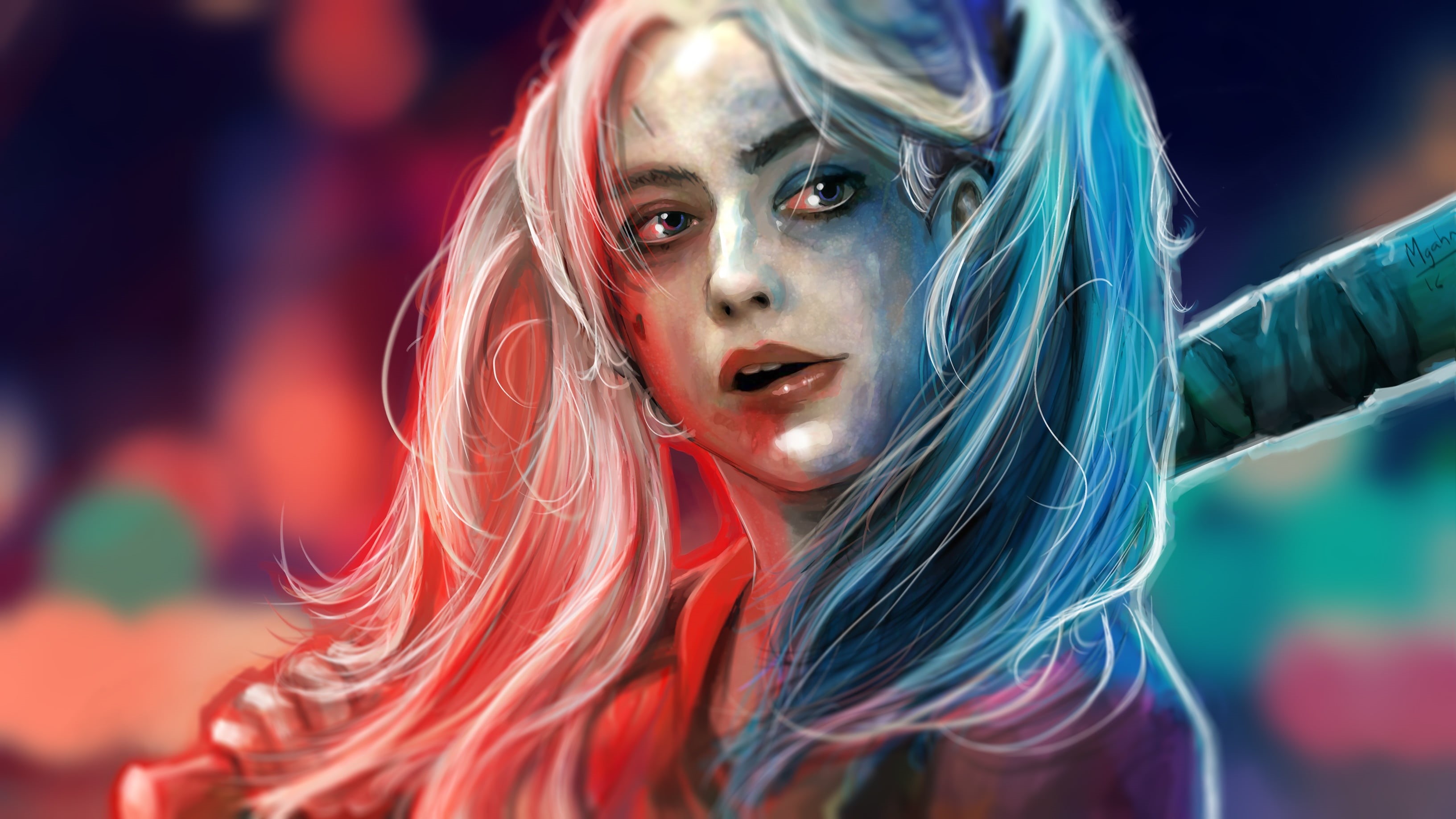 Suicide Squad, Face, Harley Quinn, DC Comics, 2K, HD Wallpaper