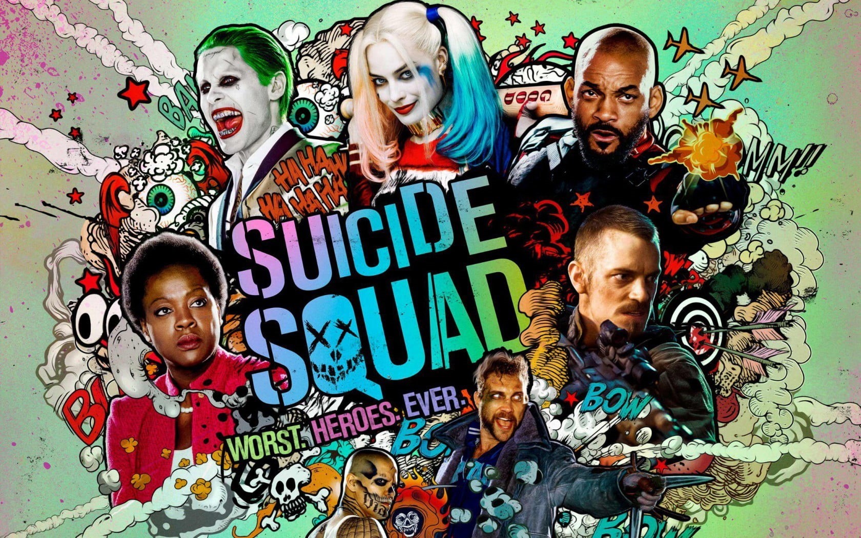 men, child, males, multi colored, adult, people, Suicide squad, indoors, 720P, Joker, portrait, young women, Harley quinn, looking at camera, Enchantress, HD Wallpaper