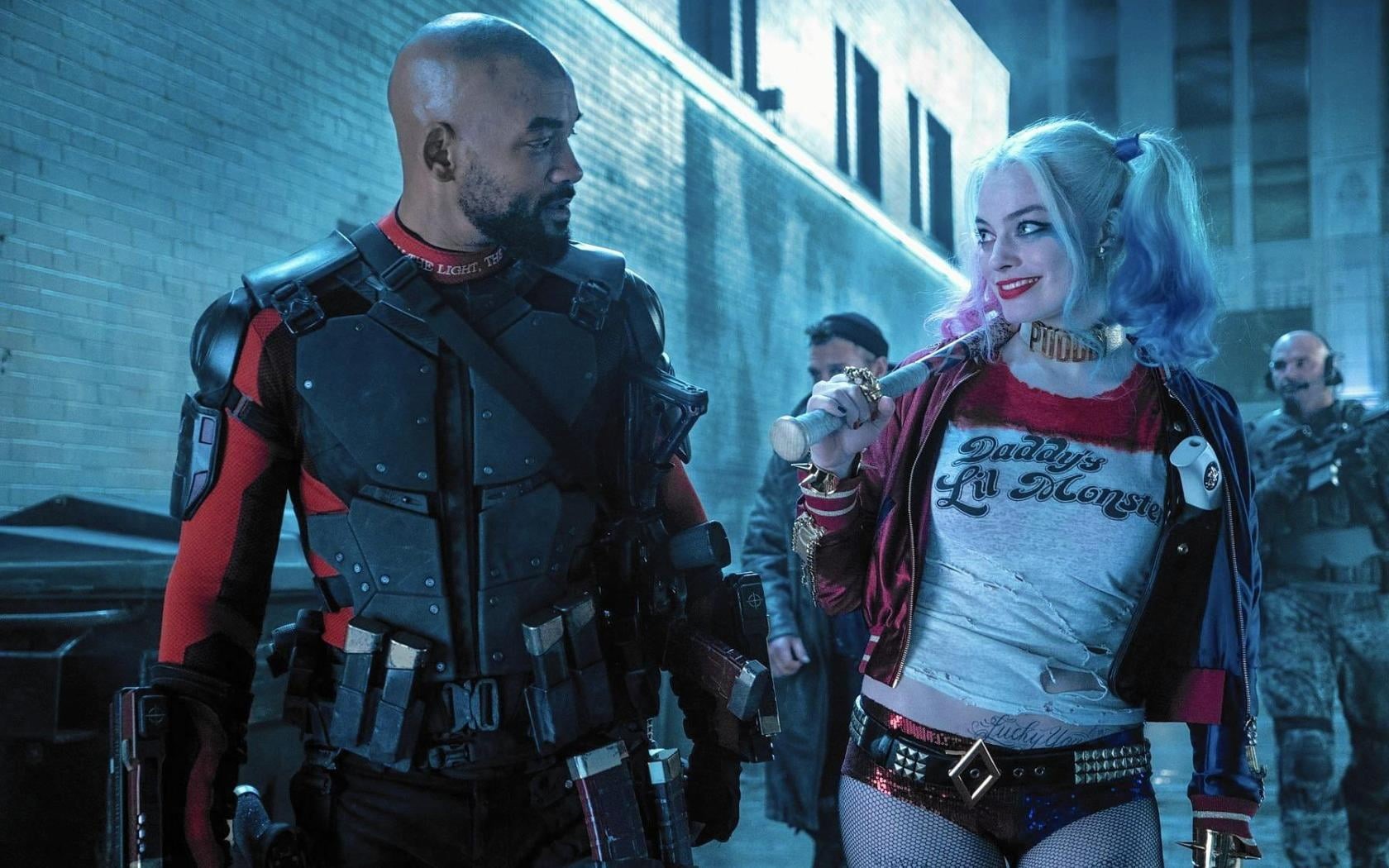 dc, squad, front view, day, quinn, waist up, sq, Movies, hollywood, Hollywood Movies, deadshot, building exterior, men, communication, people, HD Wallpaper