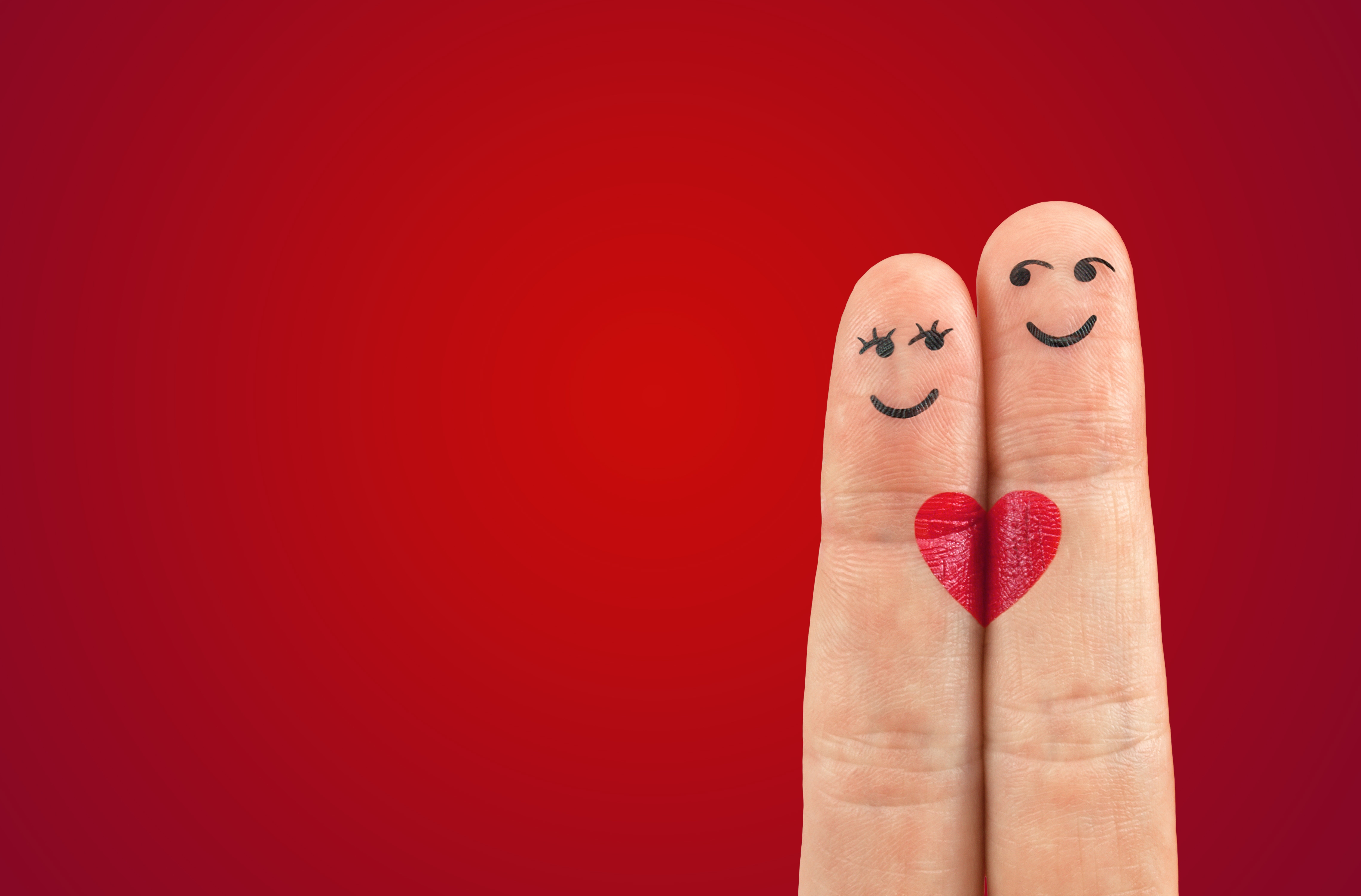 finger, human hand, Fingers, positive emotion, Red, studio shot, one person, nail polish, body part, face, close-up, nail, 8K, creativity, colored background, HD Wallpaper