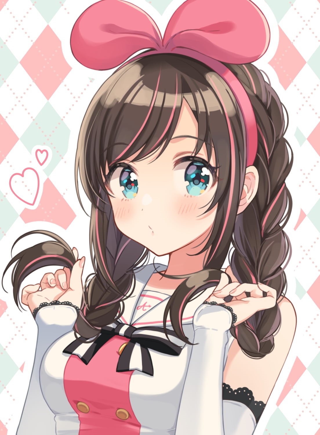 Kizuna Ai, beautiful woman, women, hairstyle, fingernails, young adult, representation, Virtual Youtuber, leisure activity, close-up, digital composite, Phone HD Wallpaper