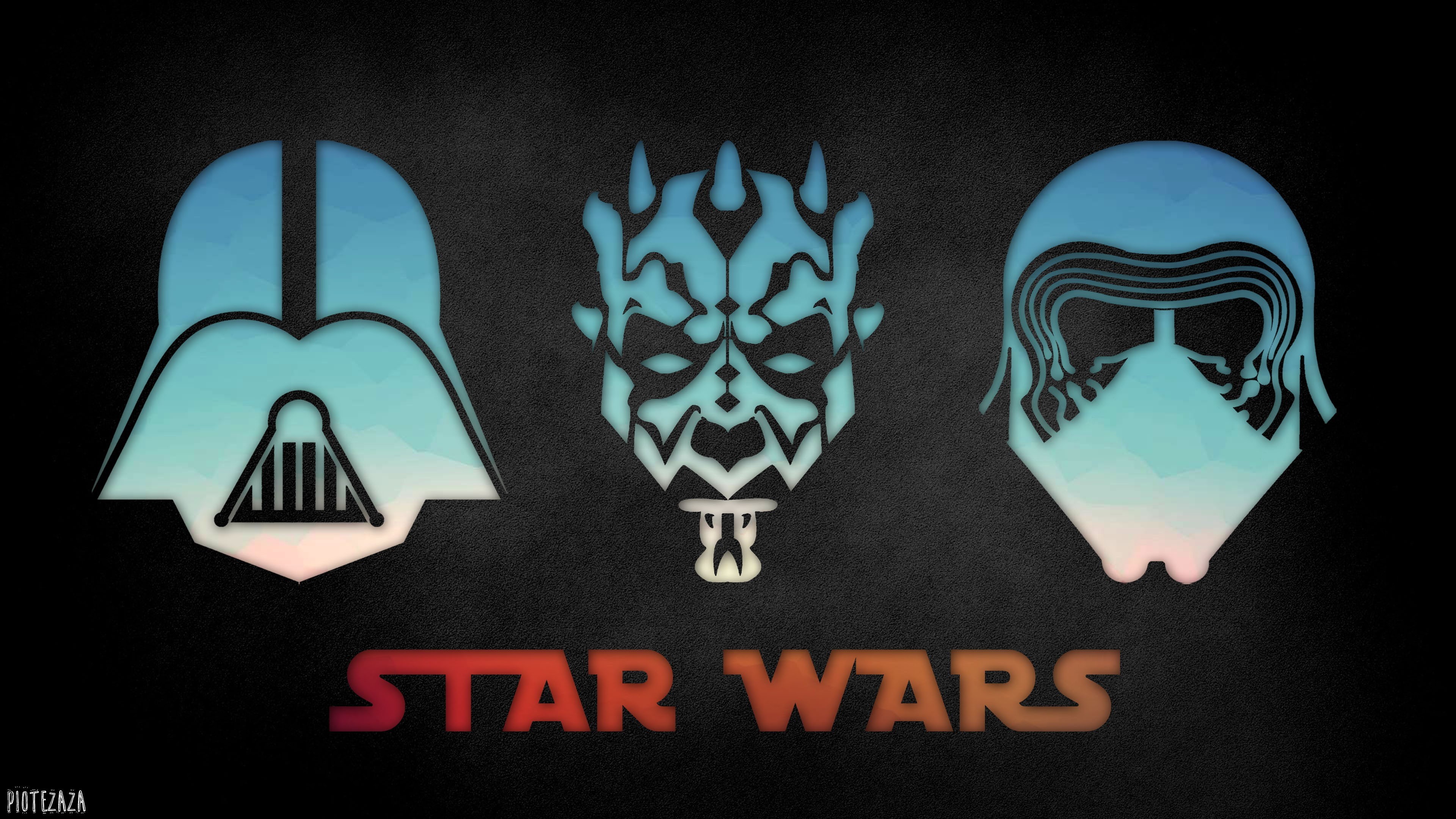red, darth vader, Star Wars, 4K, Dark Maul, blue, minimalism, Kylo Ren, HD Wallpaper