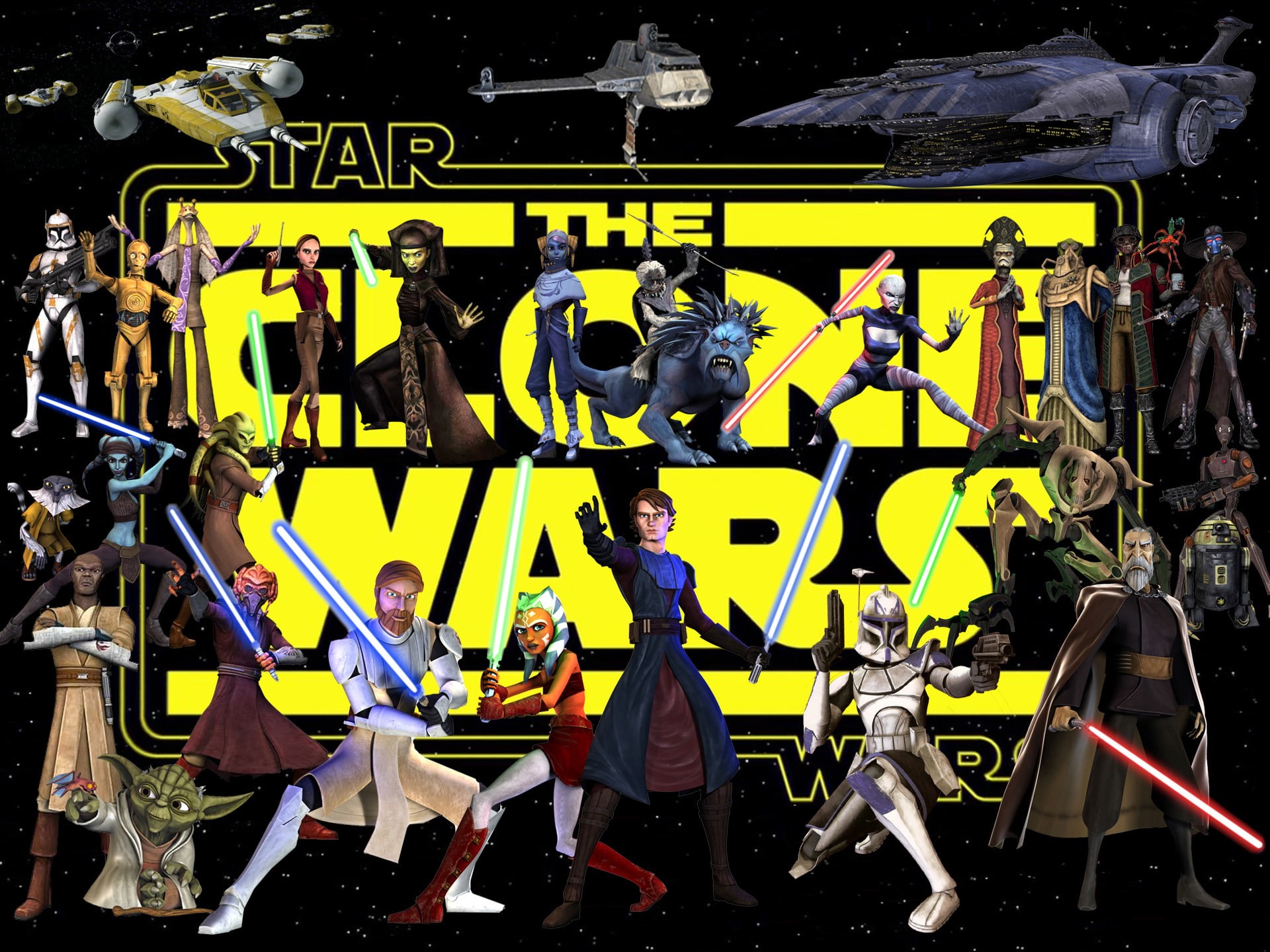 group of people, land vehicle, Captain Rex, Count Dooku, human representation, crowd, communication, Commander Cody, Cad Bane, Luminara Unduli, General Grievous, HD Wallpaper