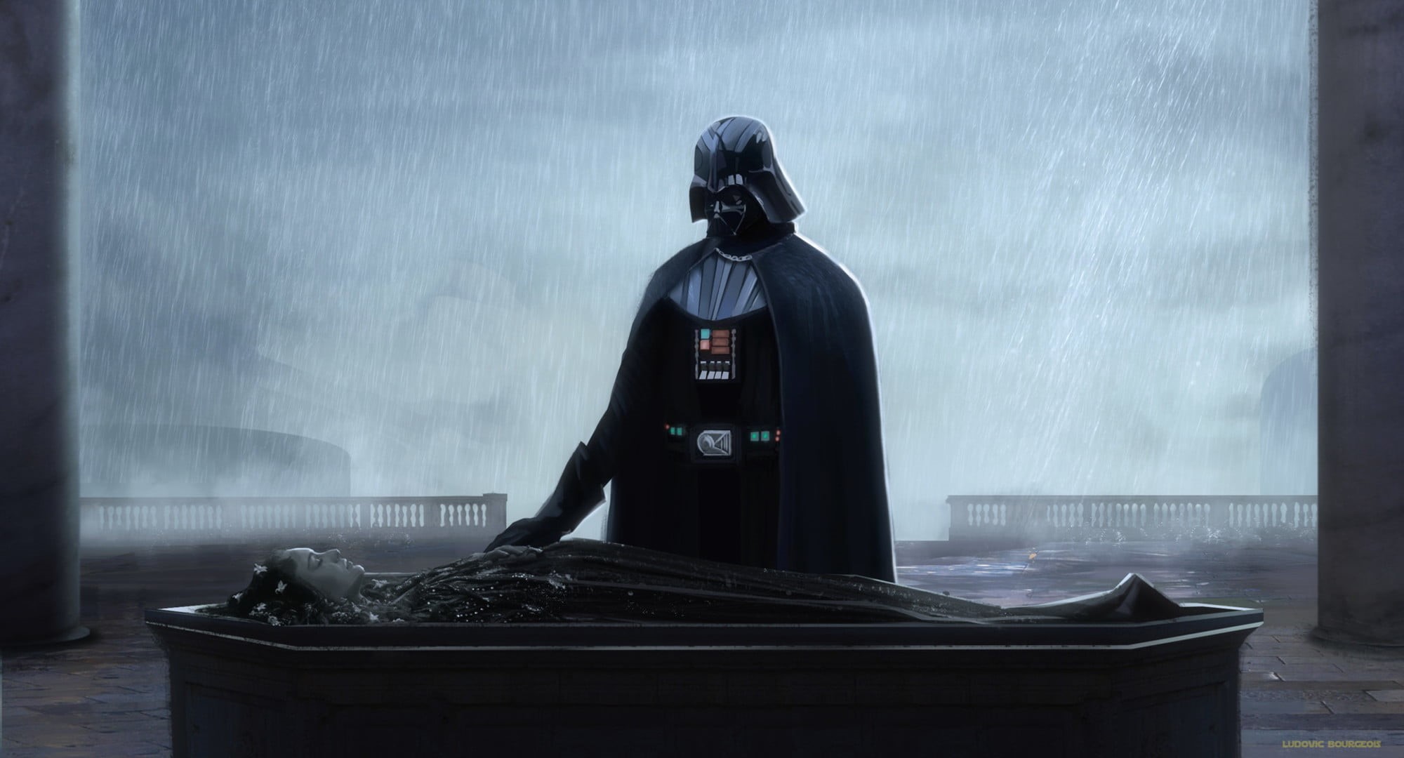 Padmé Amidala, Darth Vader, Rain, 1080P, Star Wars, HD Wallpaper