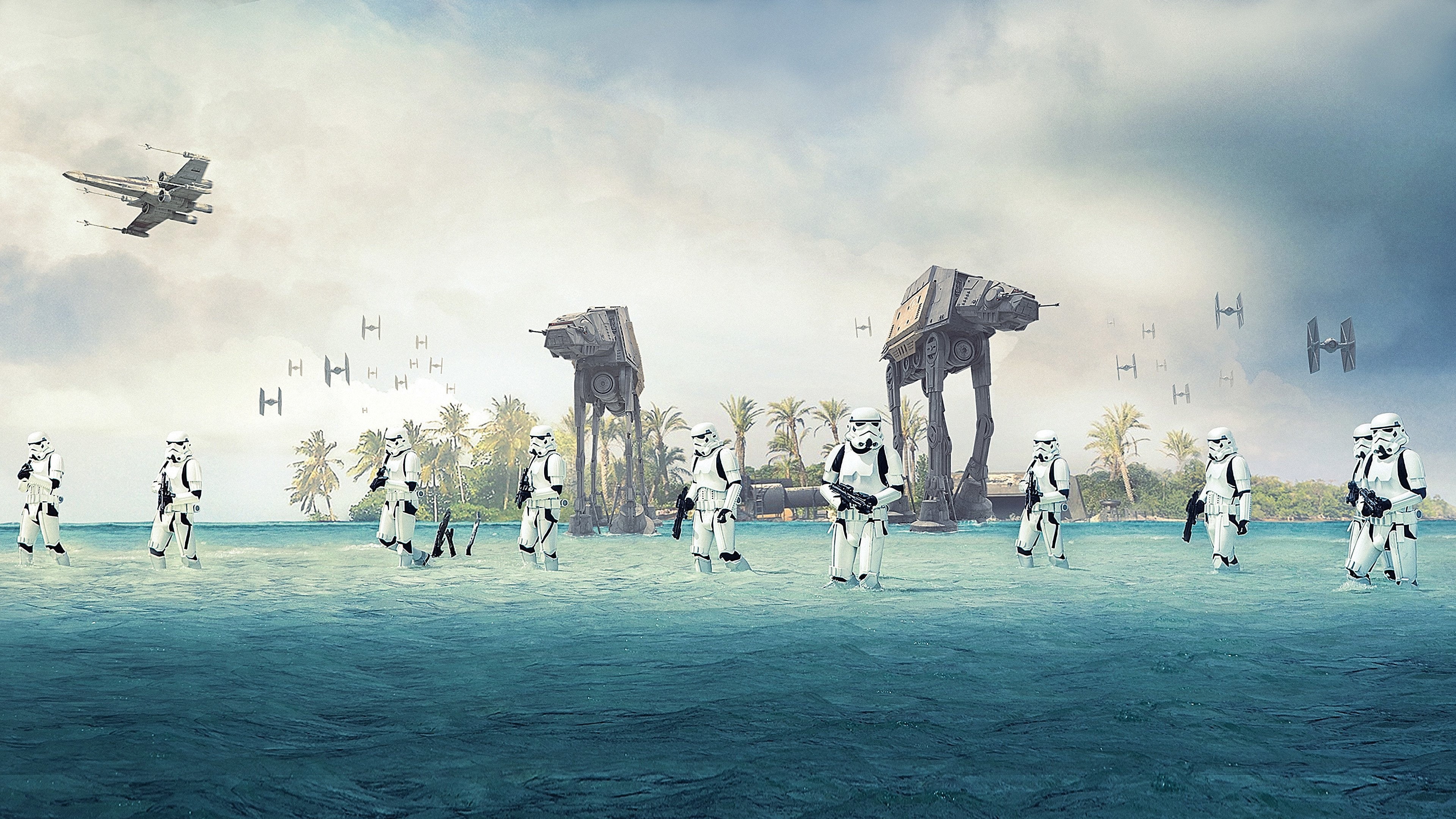 4K, AT-AT Walker, Star Wars, Stormtrooper, Rogue One: A Star Wars Story, HD Wallpaper