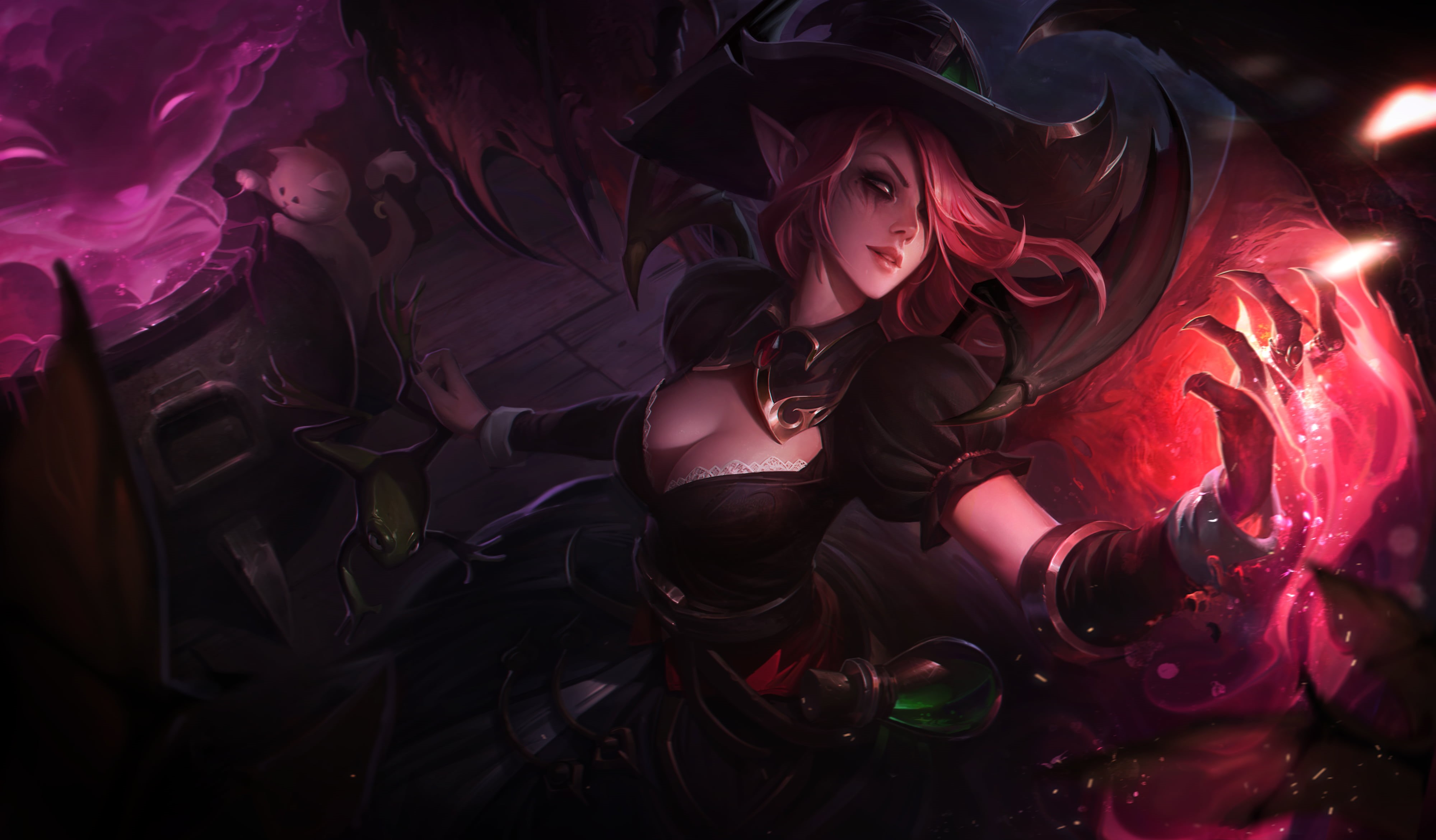 League of Legends, 4K, witch, Morgana (League of Legends), HD Wallpaper
