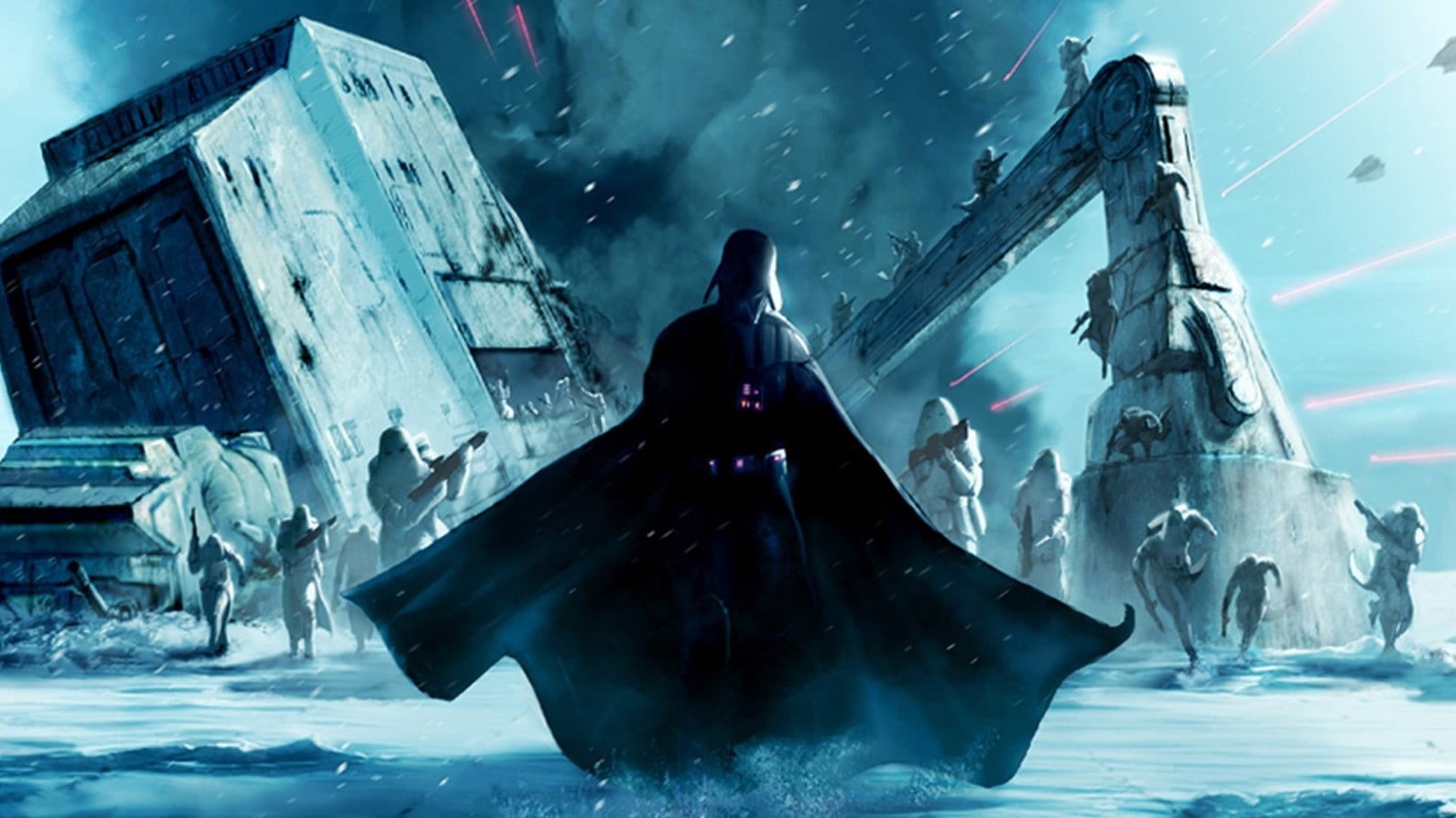 wars, swimming, sea, 720P, nature, marine, one person, snow, animals in the wild, transportation, cold temperature, water, ice, Darth Vader, Star Wars, HD Wallpaper