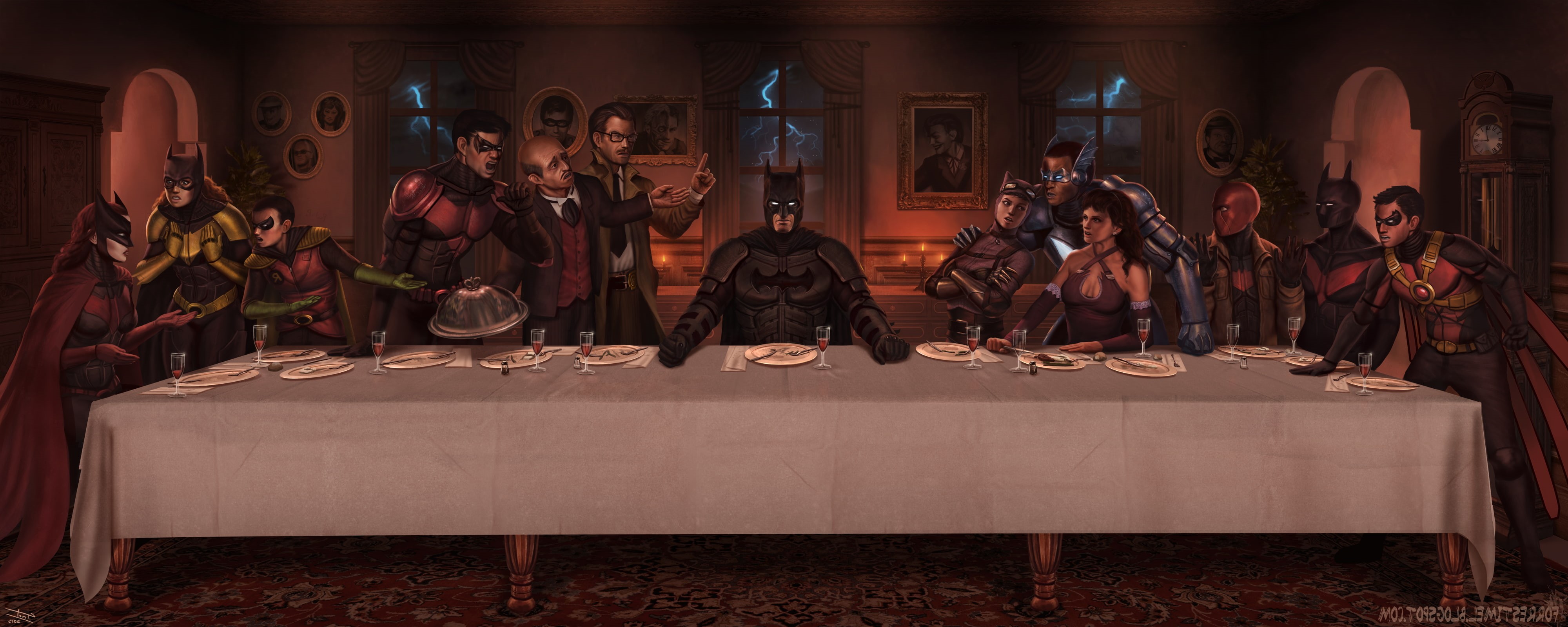 religion, DC Comics, togetherness, men, Red Hood, people, group of people, indoors, praying, Cène, arts culture and entertainment, Robin (character), belief, HD Wallpaper
