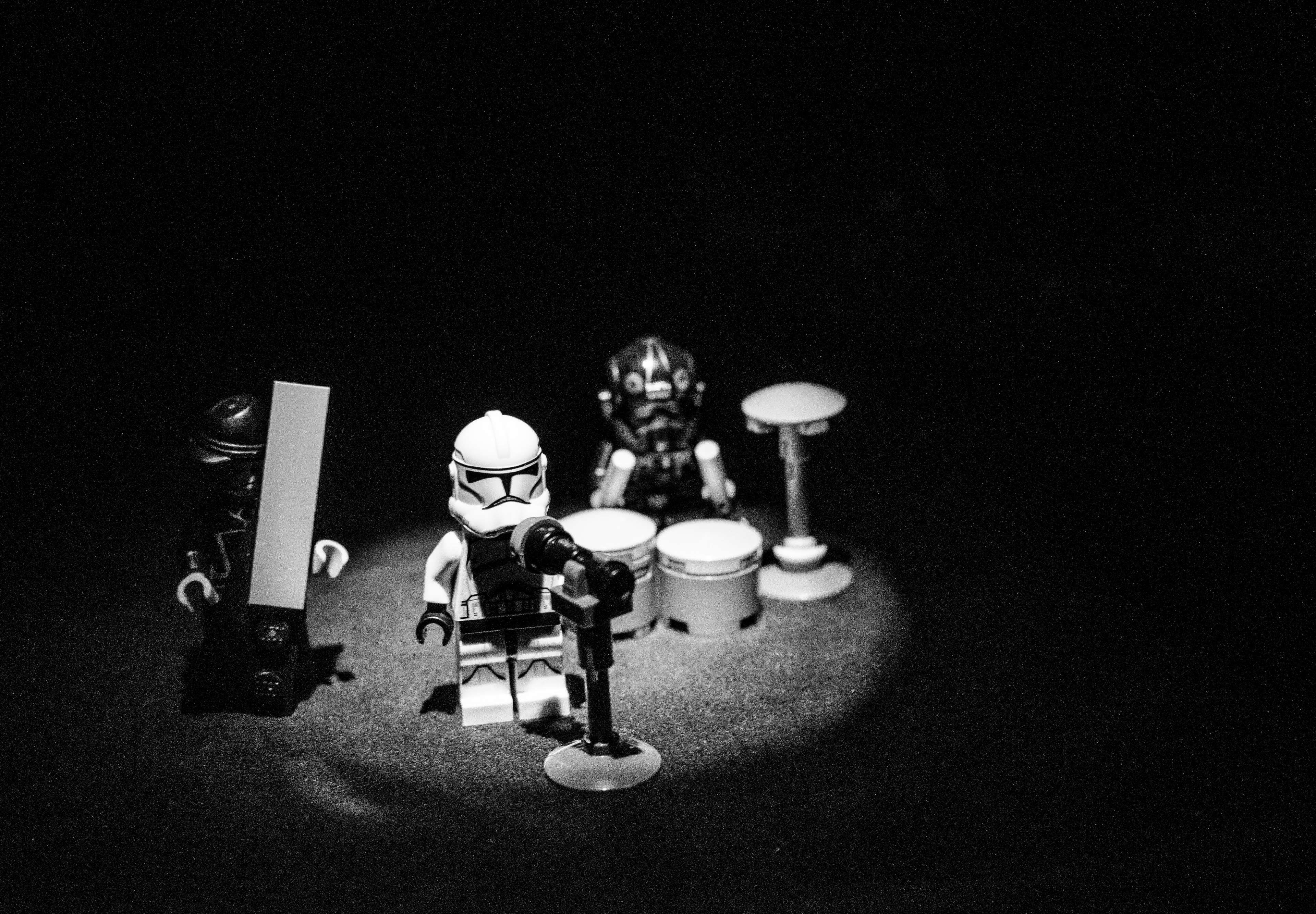 technology, studio shot, lego, stormtrooper, starwars, indoors, black background, lighting equipment, representation, human representation, copy space, HD Wallpaper