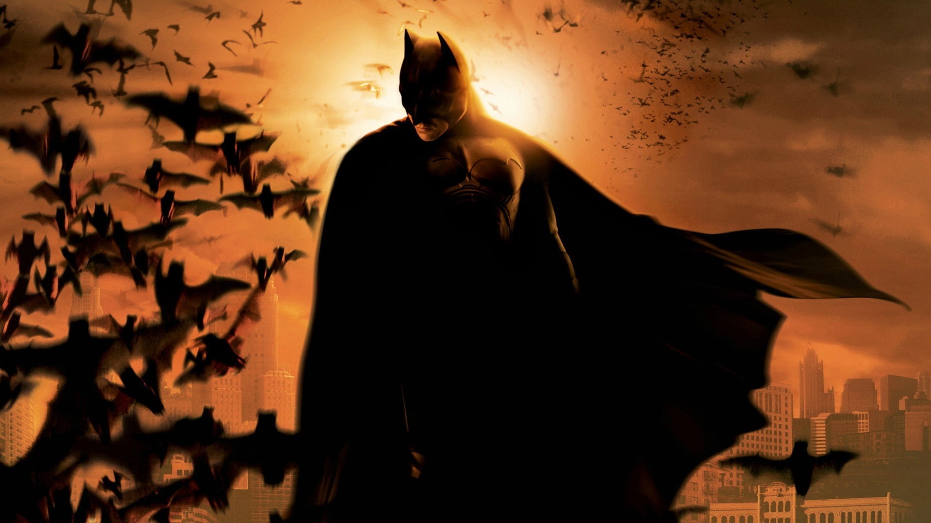 Batman Begins, 1080P, bats, digital art, cape, mask, Batman, movies, HD Wallpaper