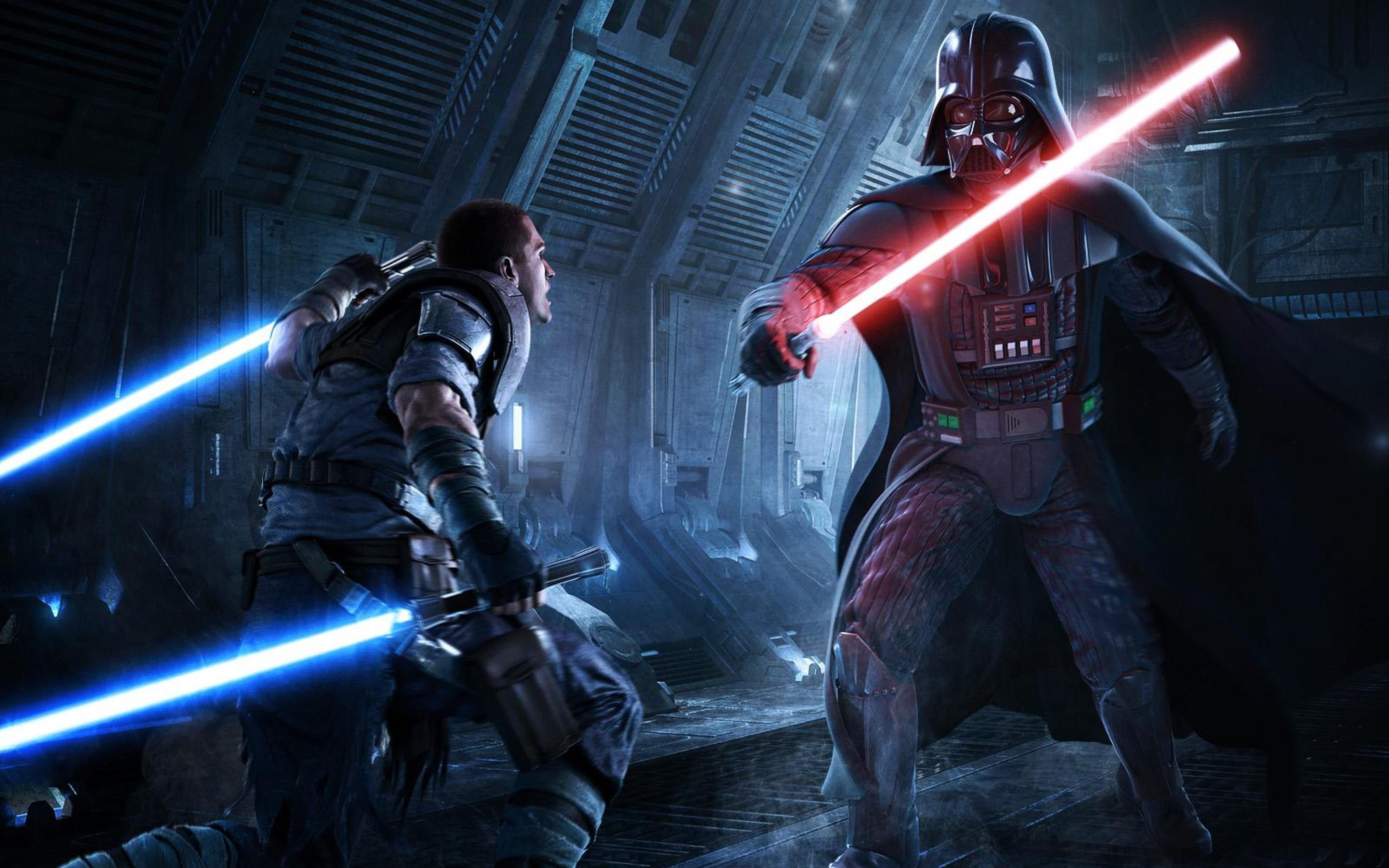 group of people, unleashed, starkiller, people, ii, conflict, indoors, architecture, work helmet, games, 4K, protection, standing, night, weapon, HD Wallpaper