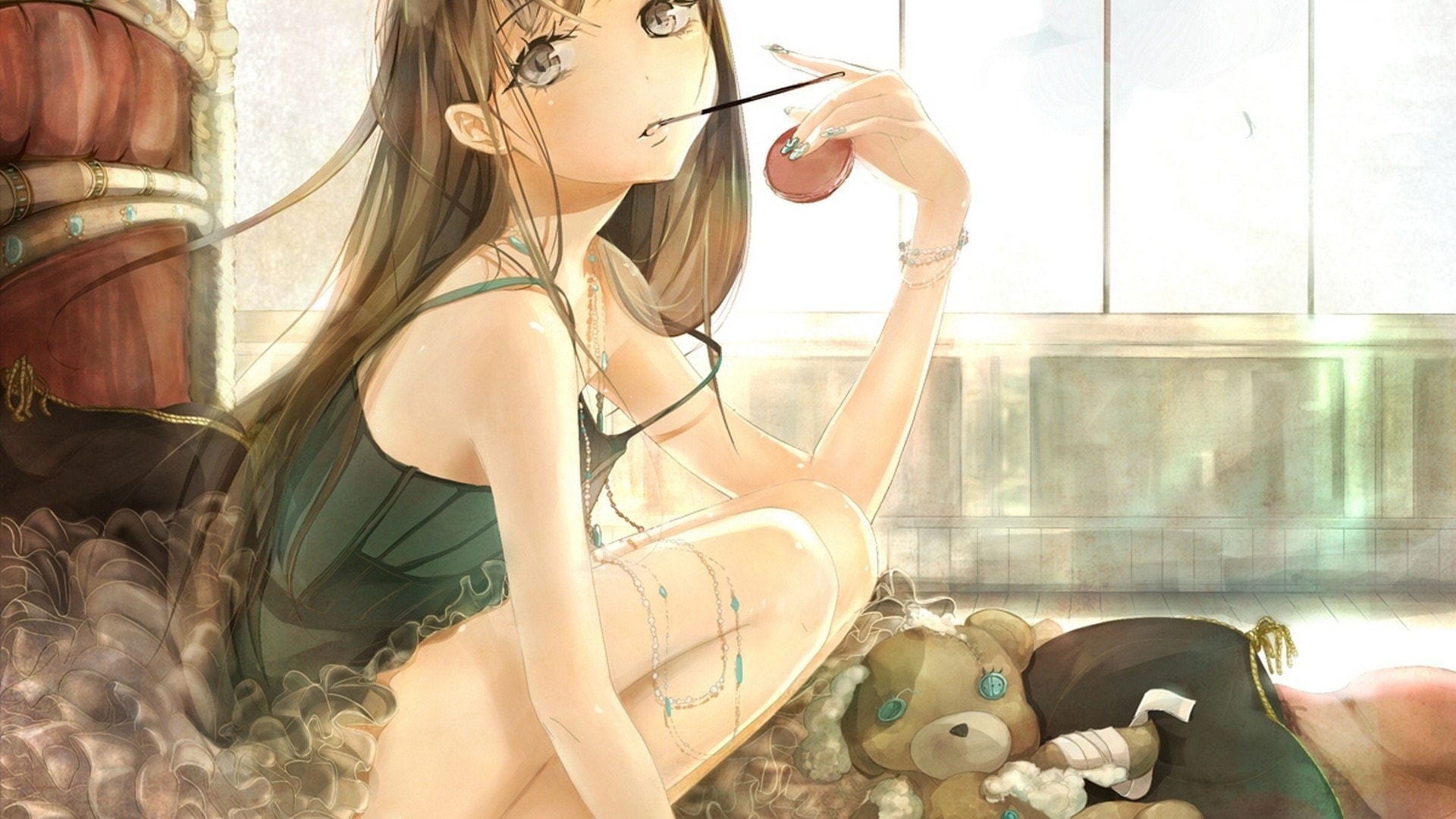 commercial, 1920x1080 px, px, characters, original characters, brunette, anime, original, Pocky, Anime Girls, aircraft, art, x, girls, 1080P, hd, HD Wallpaper