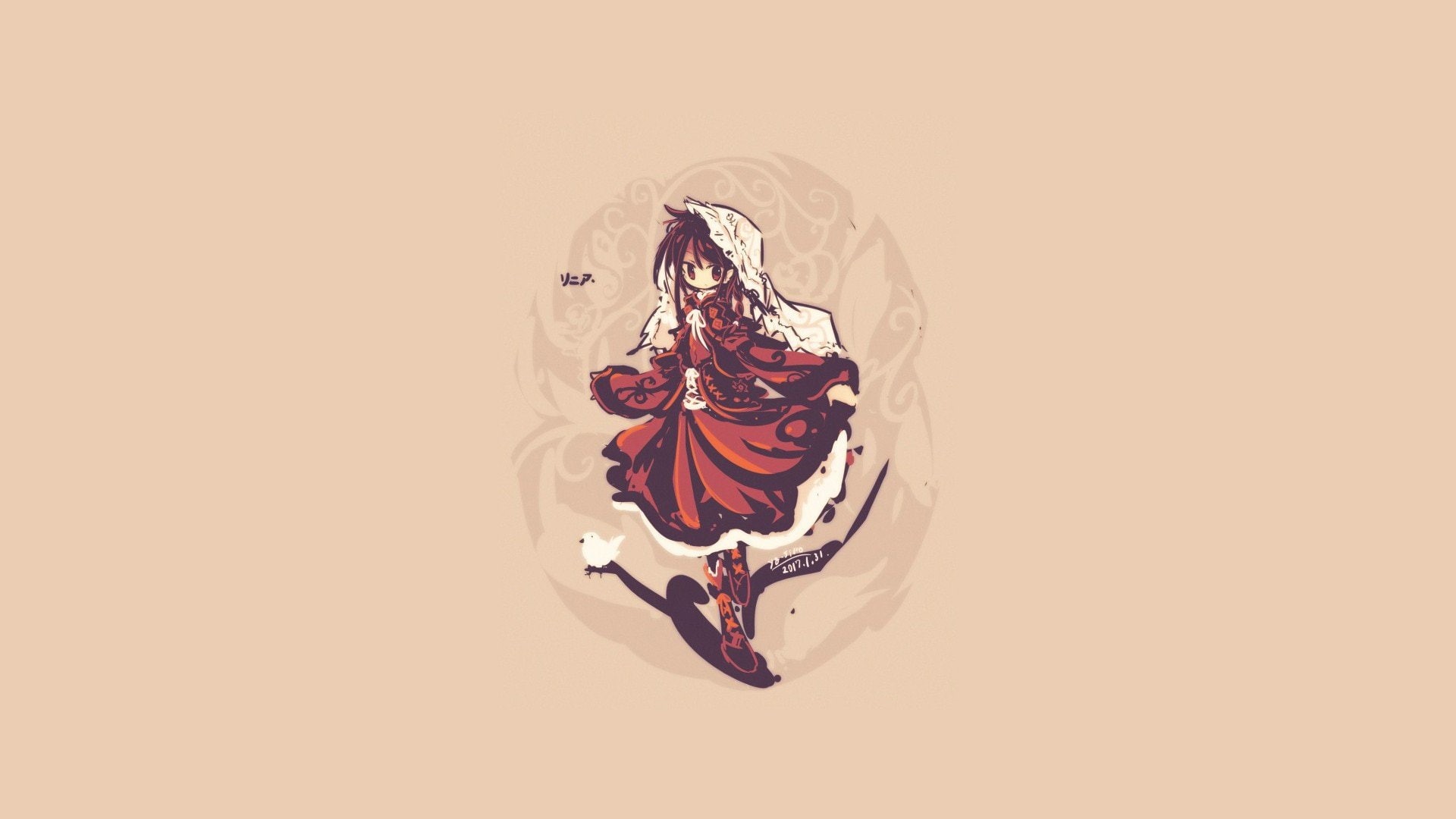 art, original characters, 1920x1080 px, x, dress, digital, red, digital art, red dress, px, original, planets, 1080P, hd, characters, space, HD Wallpaper