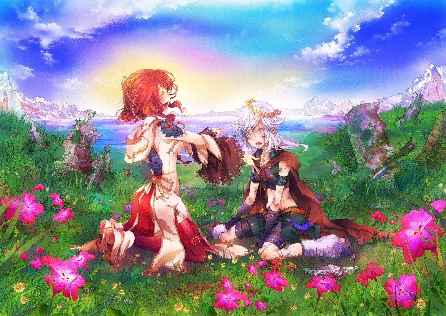 hd, anime, 1517x1074 px, px, original characters, 720P, nature, art, trees, characters, x, original, HD Wallpaper