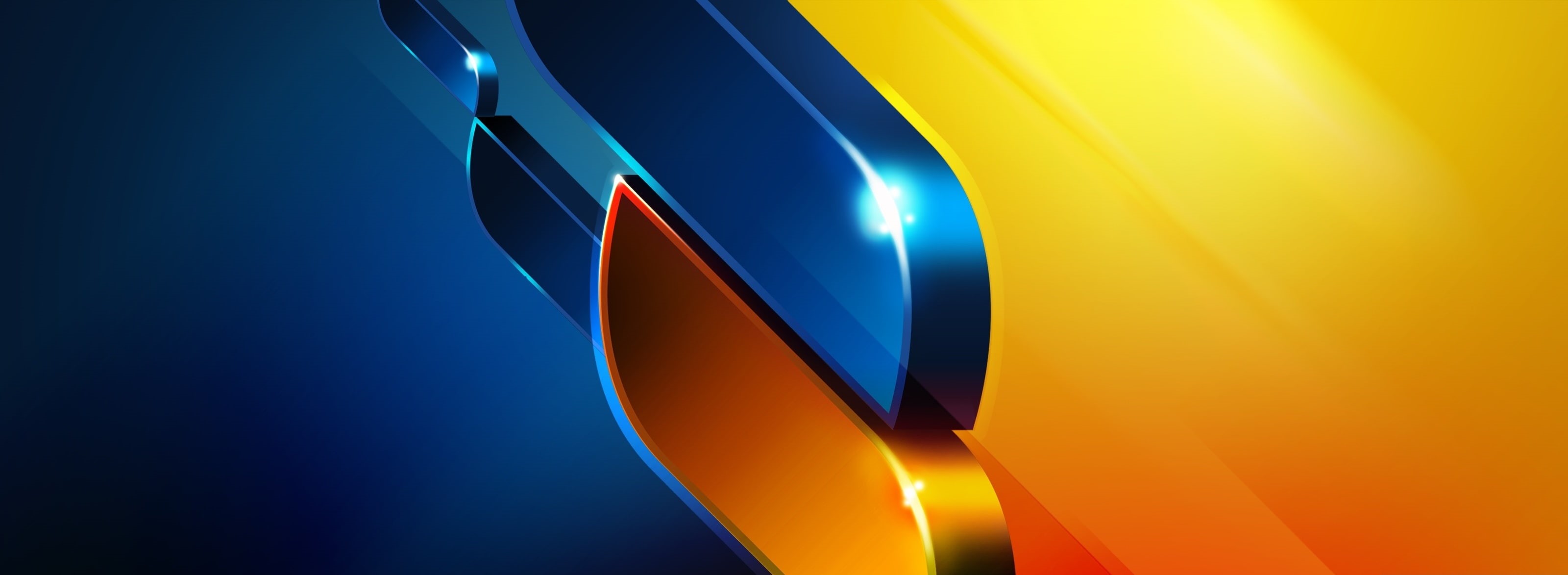 reflection, futuristic, close-up, transportation, Monitor, neon, blue, red, multi colored, gold, Computers, no people, abstract backgrounds, curve, modern, HD Wallpaper