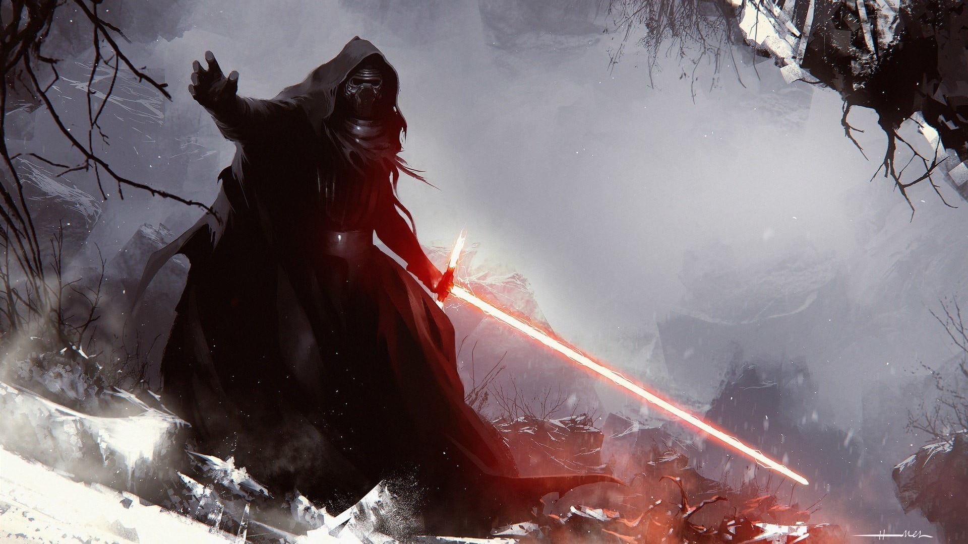 day, mammal, lake, winter, s, snow, animal themes, Star Wars, water, scenics - nature, mask, 1080P, robe, no people, men, cold temperature, black, science fiction, HD Wallpaper