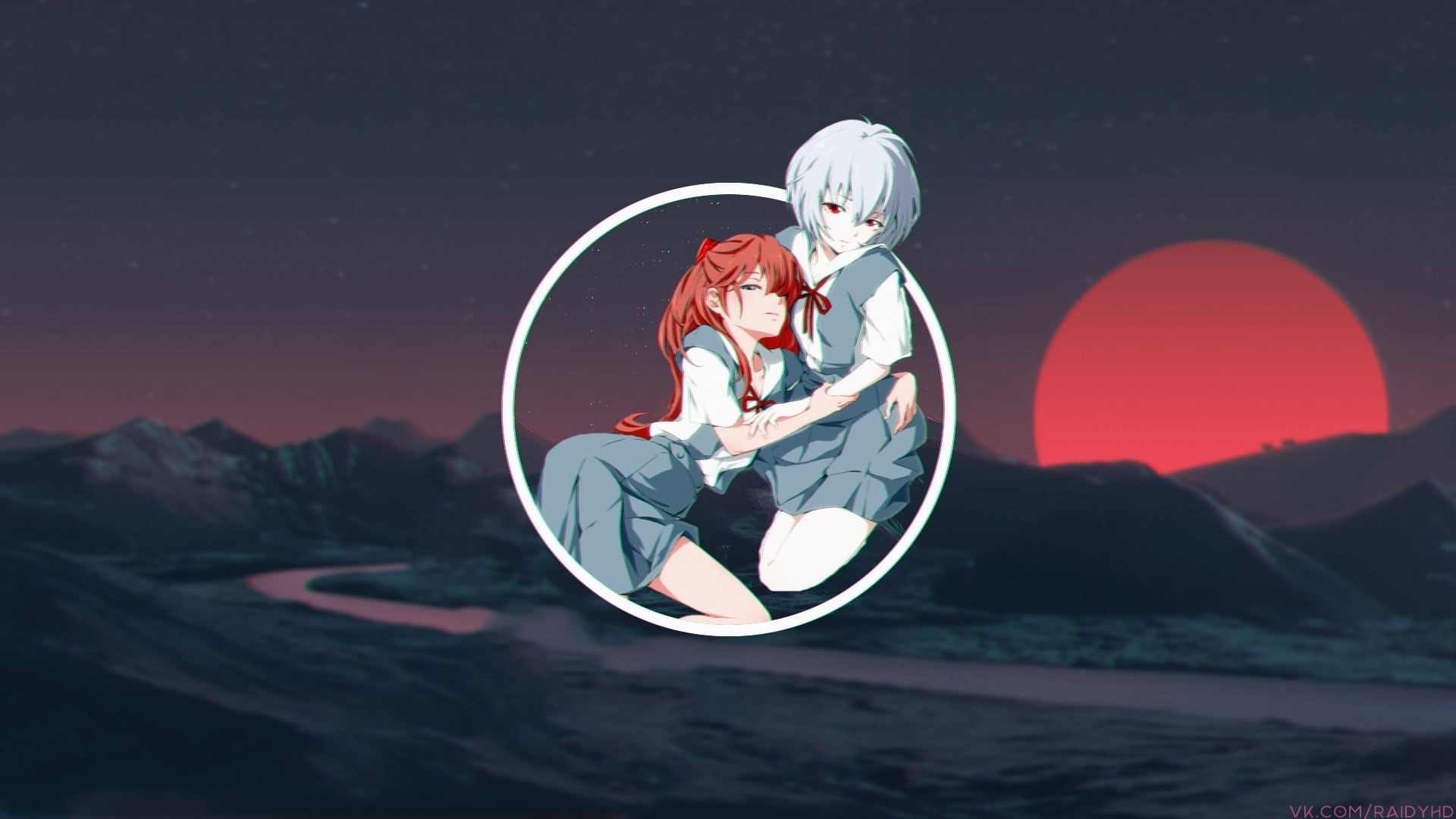 nature, leisure activity, representation, sky, beauty in nature, scenics - nature, Asuka Langley Soryu, real people, Ayanami Rei, night, men, two people, HD Wallpaper