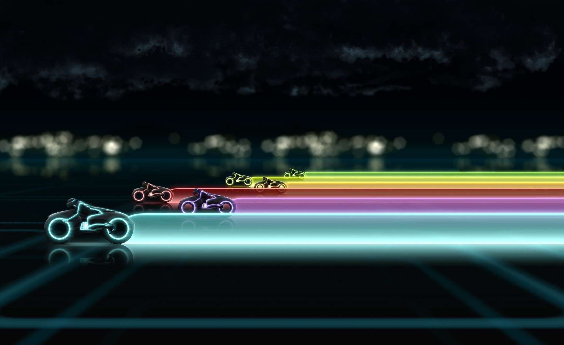 data, Tron, multi colored, illuminated, glowing, 1080P, light trail, communication, connection, speed, blurred motion, copy space, sport, outdoors, science fiction movie, HD Wallpaper