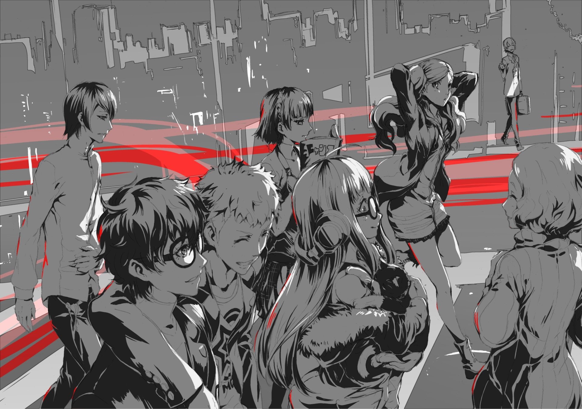 Morgana (Persona), Makoto Niijima, Goro Akechi, Haru Okumura, Persona, 1080P, Persona 5, Ann Takamaki, Futaba Sakura, Akira Kurusu, Yusuke Kitagawa, Ryuji, HD Wallpaper