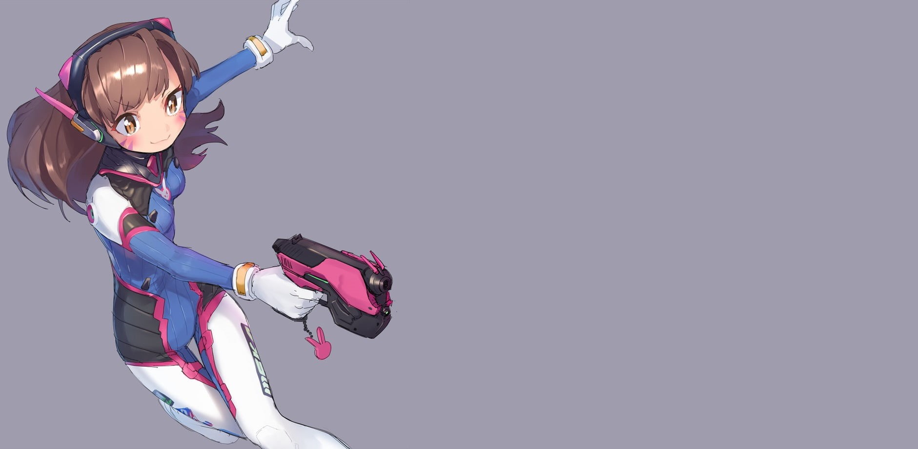 studio shot, copy space, helmet, childhood, artwork, women, leisure activity, looking at camera, child, holding, sport, D.Va (Overwatch), females, anime girls, HD Wallpaper