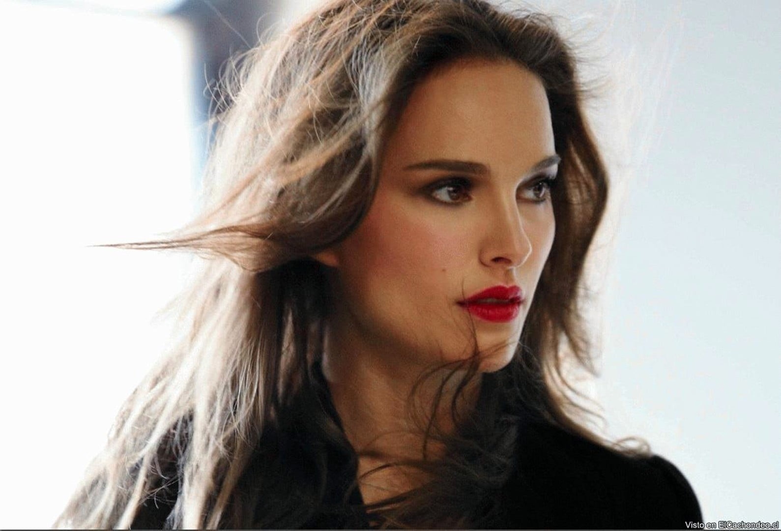 woman, lipstick, close-up, studio shot, women, collar, Natalie Portman, beautiful woman, headshot, make-up, black, front view, indoors, red lipstick, portrait, HD Wallpaper