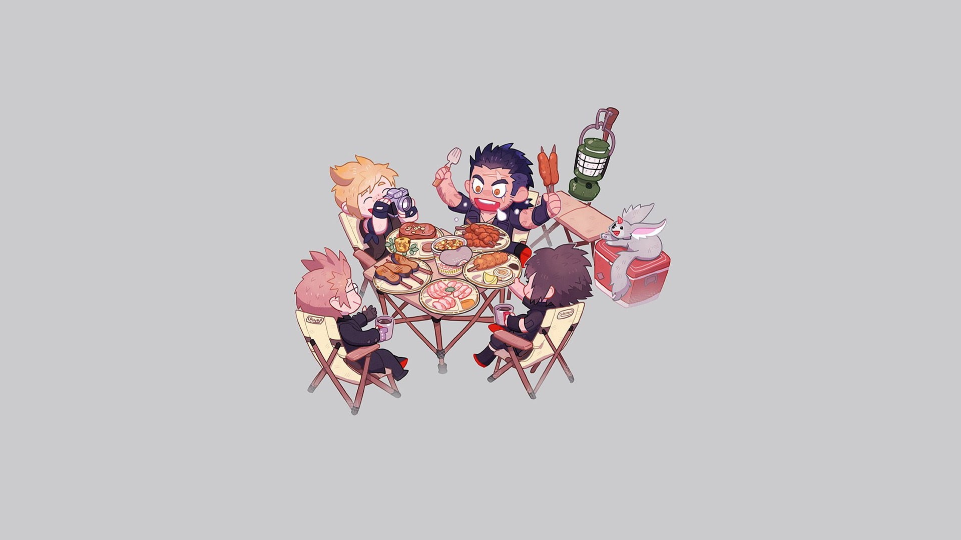 Gladiolus Amicitia, Ignis Scientia, Final Fantasy, Prompto Argentum, 1080P, Eating, Final Fantasy XV, Noctis Lucis Caelum, HD Wallpaper