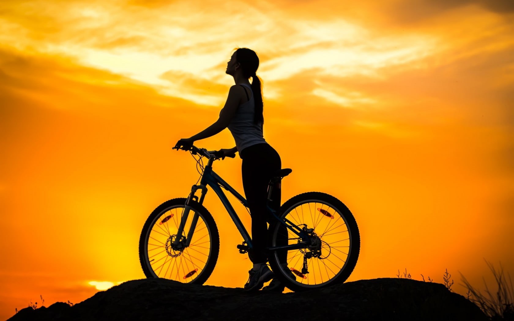 land vehicle, beauty in nature, outdoors, cloud - sky, full length, cycling, girl, riding, one person, transportation, activity, mode of transportation, HD Wallpaper